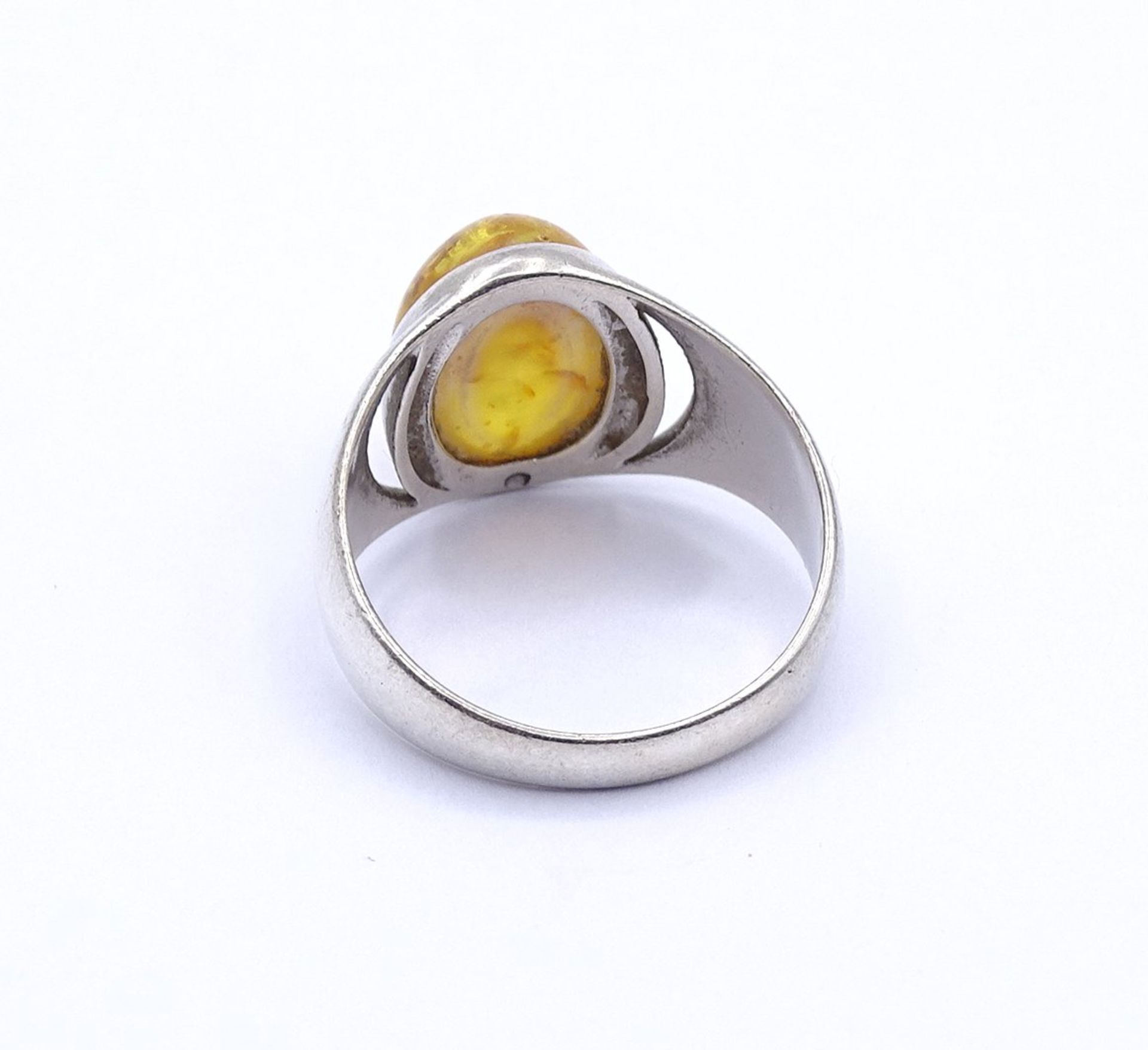 925er Silber Ring mit einem Bernstein Cabochon, 4,4g., RG 58/59 - Bild 4 aus 4