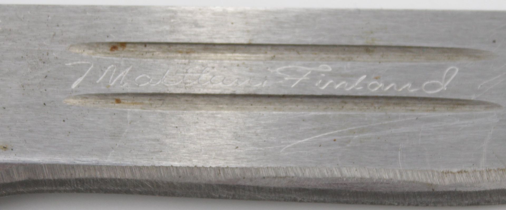 Finndolch, Klinge bez. "J. Marttini Finland", mit Lederscheide, Holzgriff, L-25cm. - Bild 3 aus 4