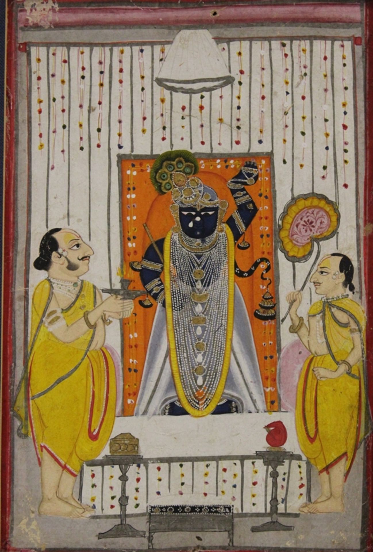 kl. Aquarell "Lord Shirinathji" auf Papier, 22x15 cm, tw. berieben, gerahmt, Glas fehlt, RG 56x43 c - Image 2 of 5