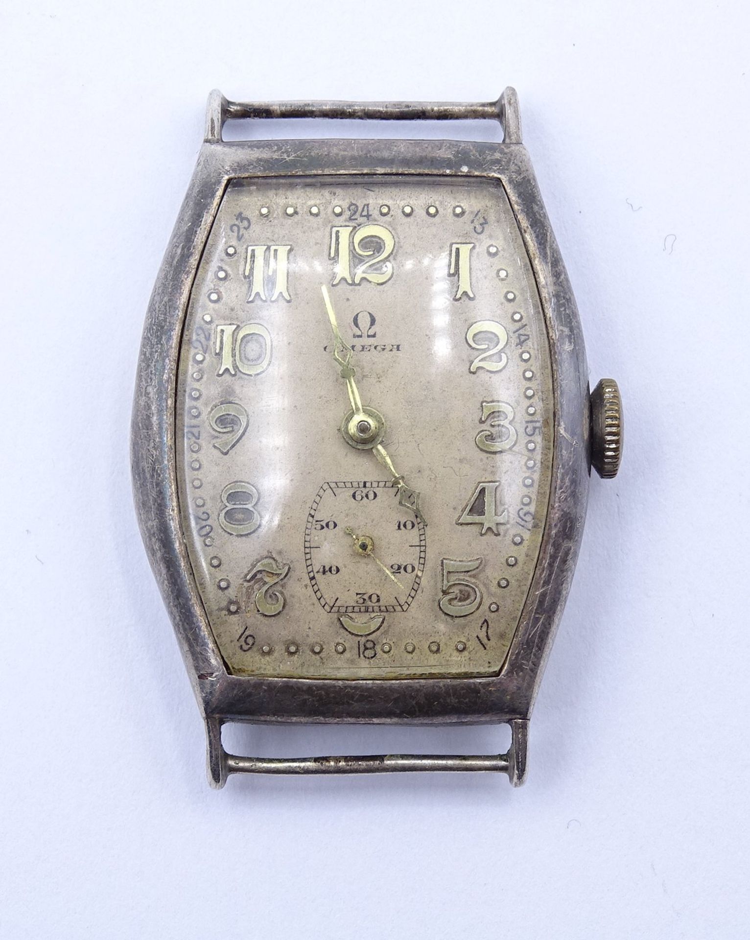 Alte Damen Armbanduhr "Omega", Cal. 23.7 S T2, mechanisch, Werk läuft kurz an, Silbergehäuse 0.925,