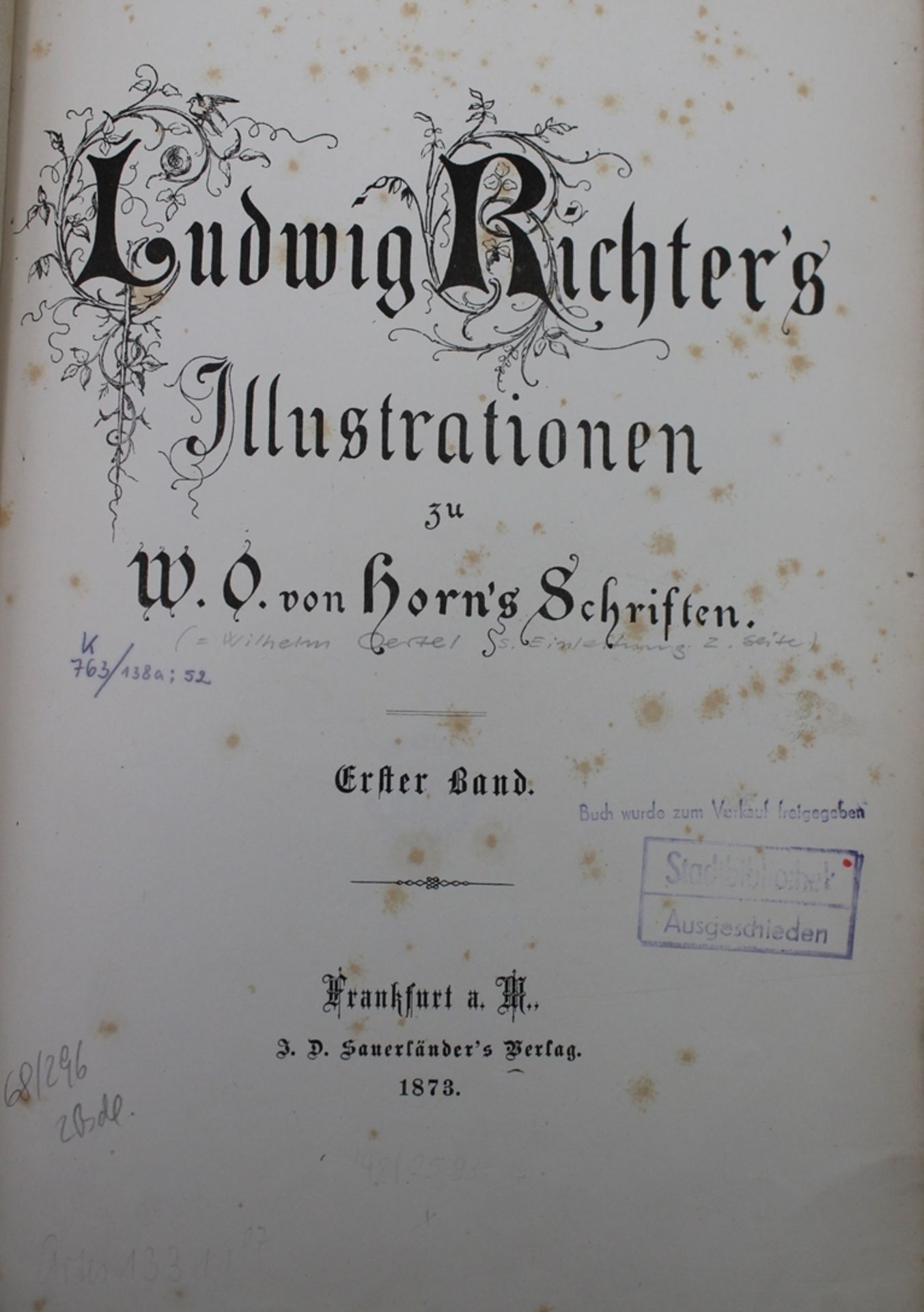 Ludwig Richter's Illustrationen zu W.O. von Horn`s Schriften, 1. u. 2. Band, 1873, Altersspuren - Bild 3 aus 6