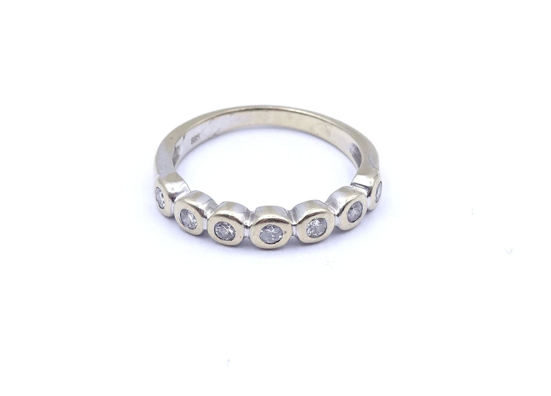 Halbmemory Ring, WG 585/000, mit 7 Brillanten zus.ca. 0,21ct., 3,0g., RG 51/52 - Image 2 of 4