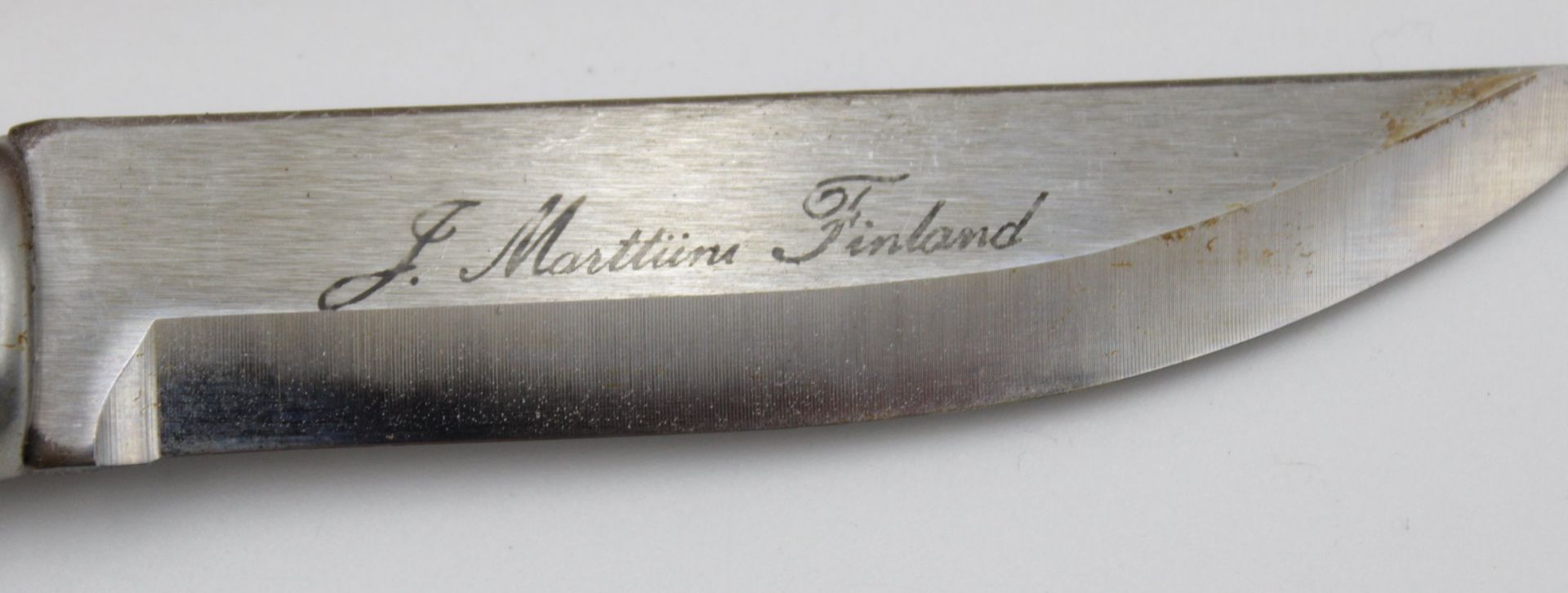 Finndolch, Klinge bez. "J. Marttini Finland", mit Lederscheide, Holzgriff, L-19,5cm. - Bild 3 aus 4