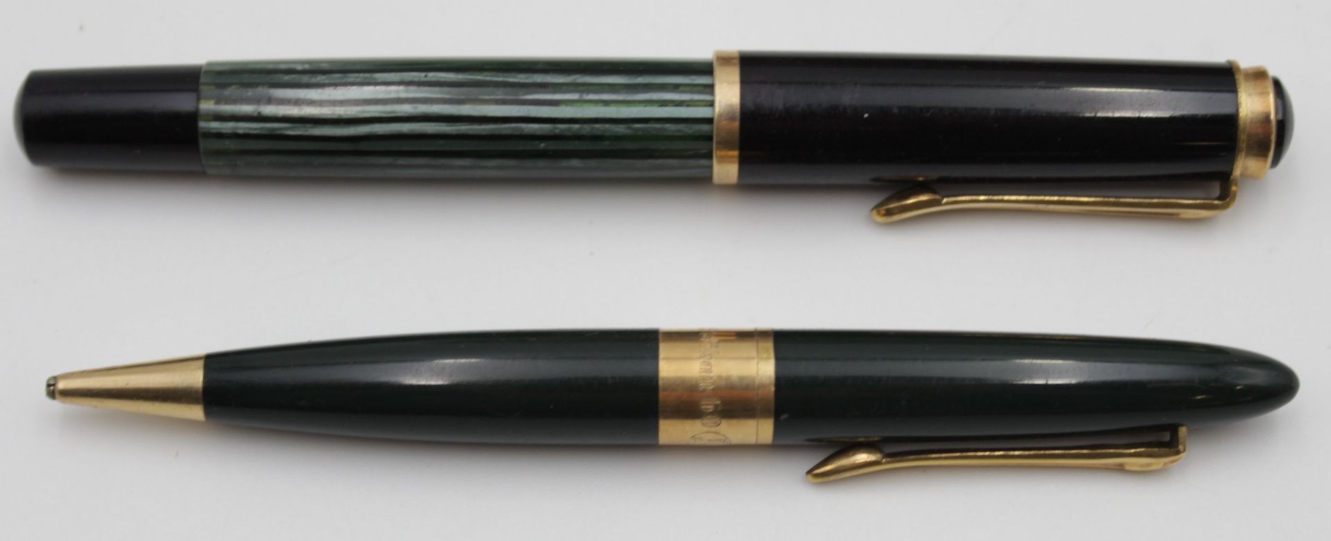 Set, Pelikan, Füller mit 585er Goldfeder u. Druckbleistift, in Etui, Füller mit Namensgravur - Bild 2 aus 7