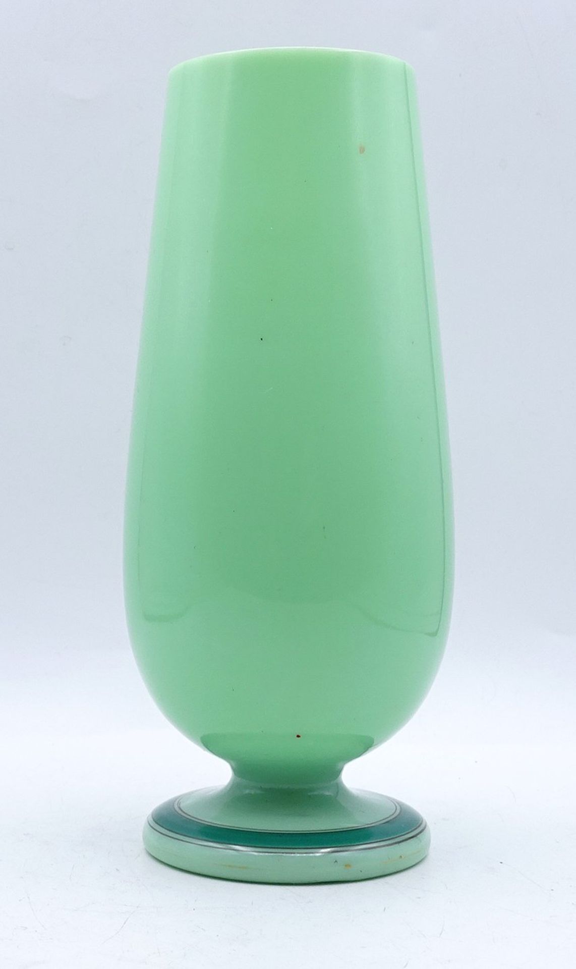 Überfang Vase, grün mit floraler Bemalung, H. 18cm - Image 2 of 2