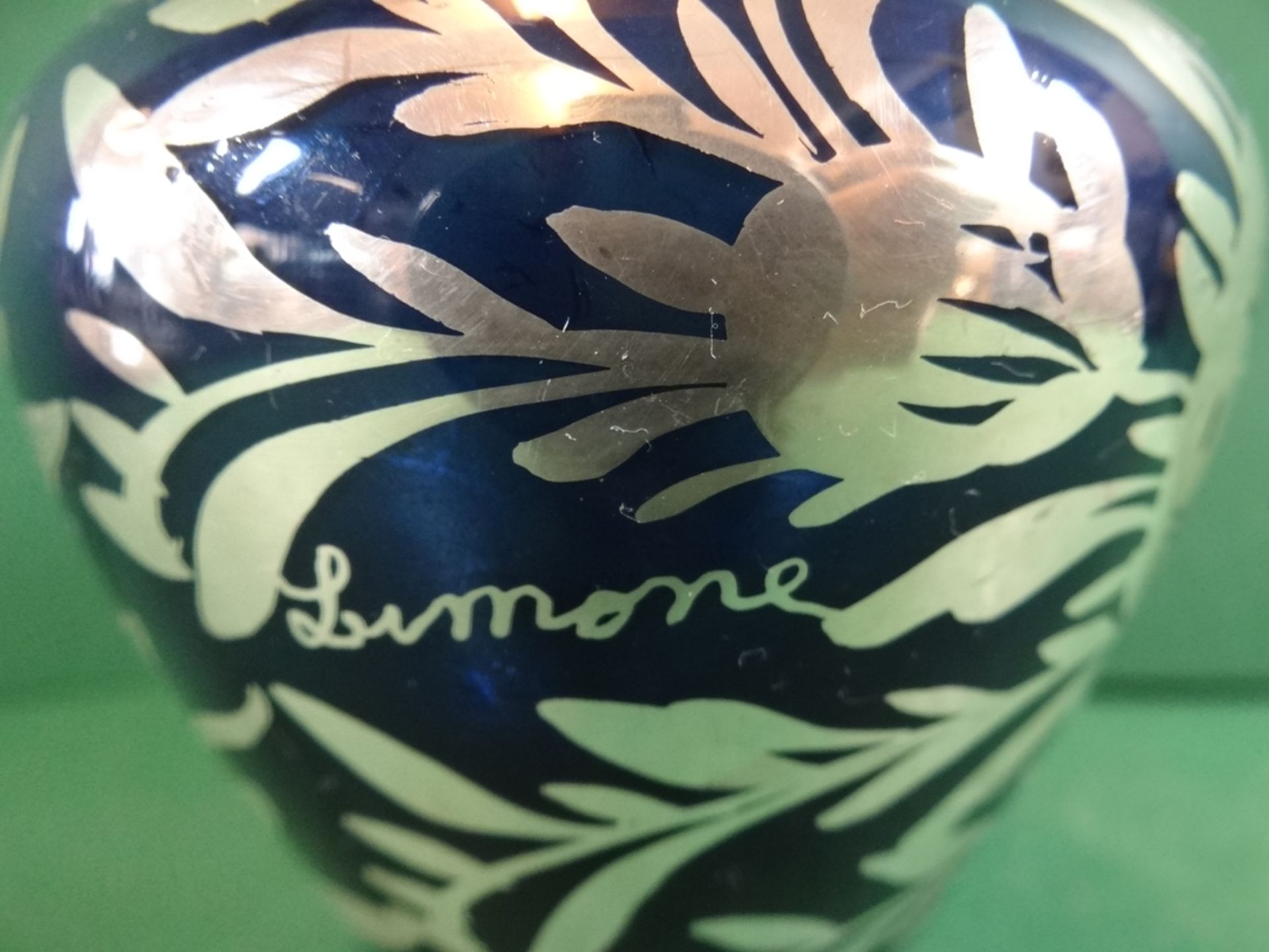 kl. Silber Overlay Vase "Limone" signiewrt, wohl Murano, H-13 cm - Image 3 of 5