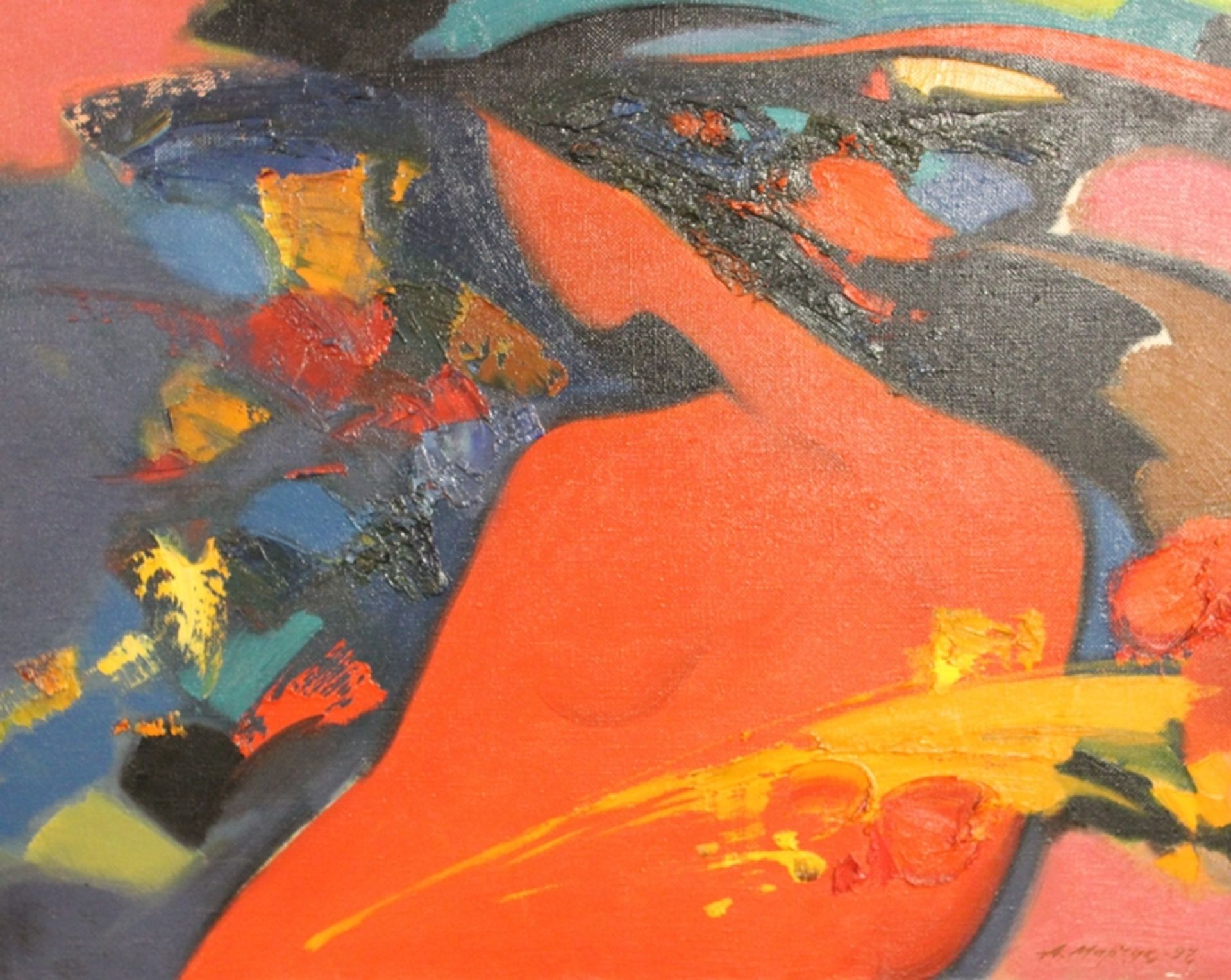 Anatoli Martschuk (1956), moderne Komposition, Öl/Leiwand, schlicht gerahmt, RG 62 x 72cm.