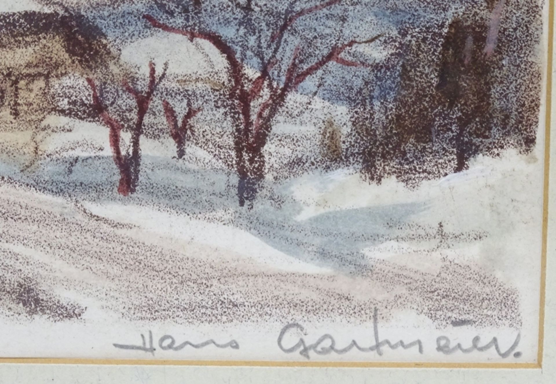 Hans GARTMEIER (1910-1986)  "Winterlandschaft orig. Farb-Lithografie, ger/glas,  17x27 cm - Bild 6 aus 7