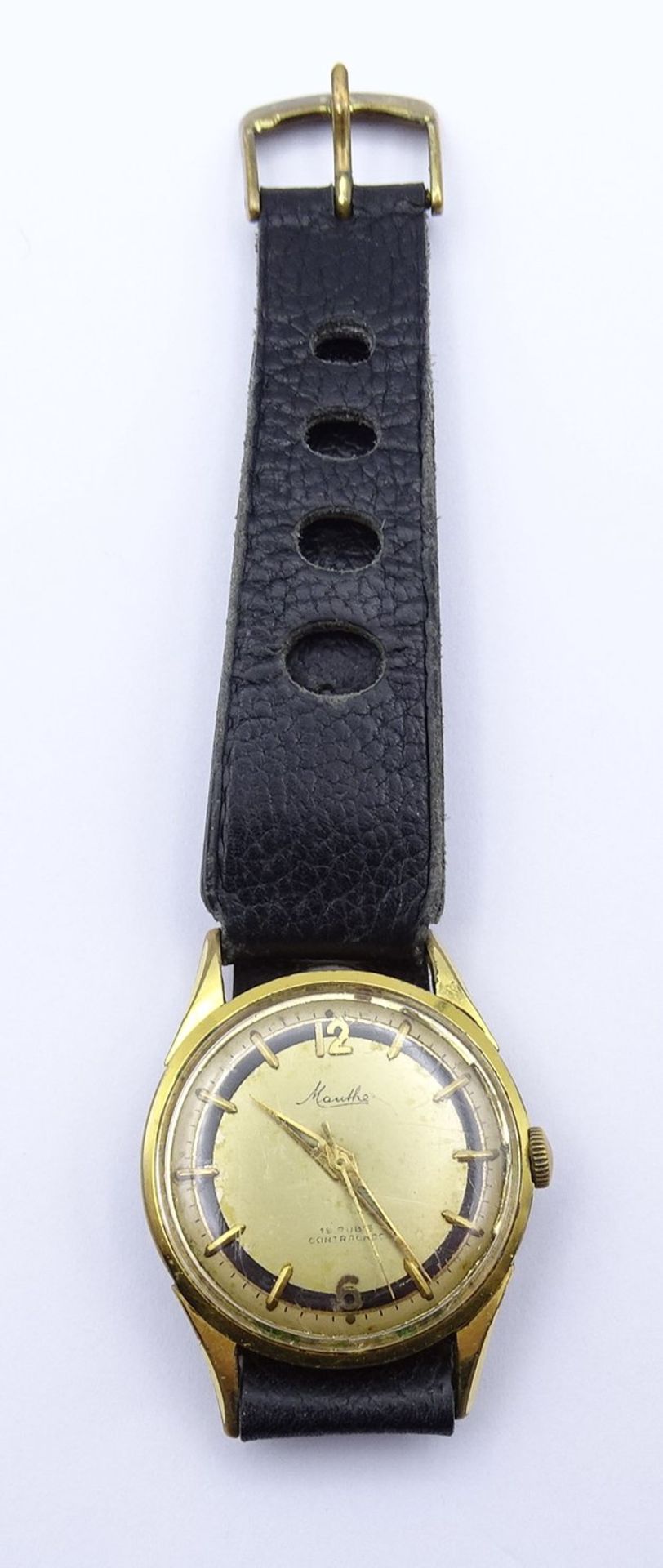 Herren Armbanduhr "Mauthe", mechanisch, Werk läuft, D. 32mm, Tragespuren - Bild 4 aus 4