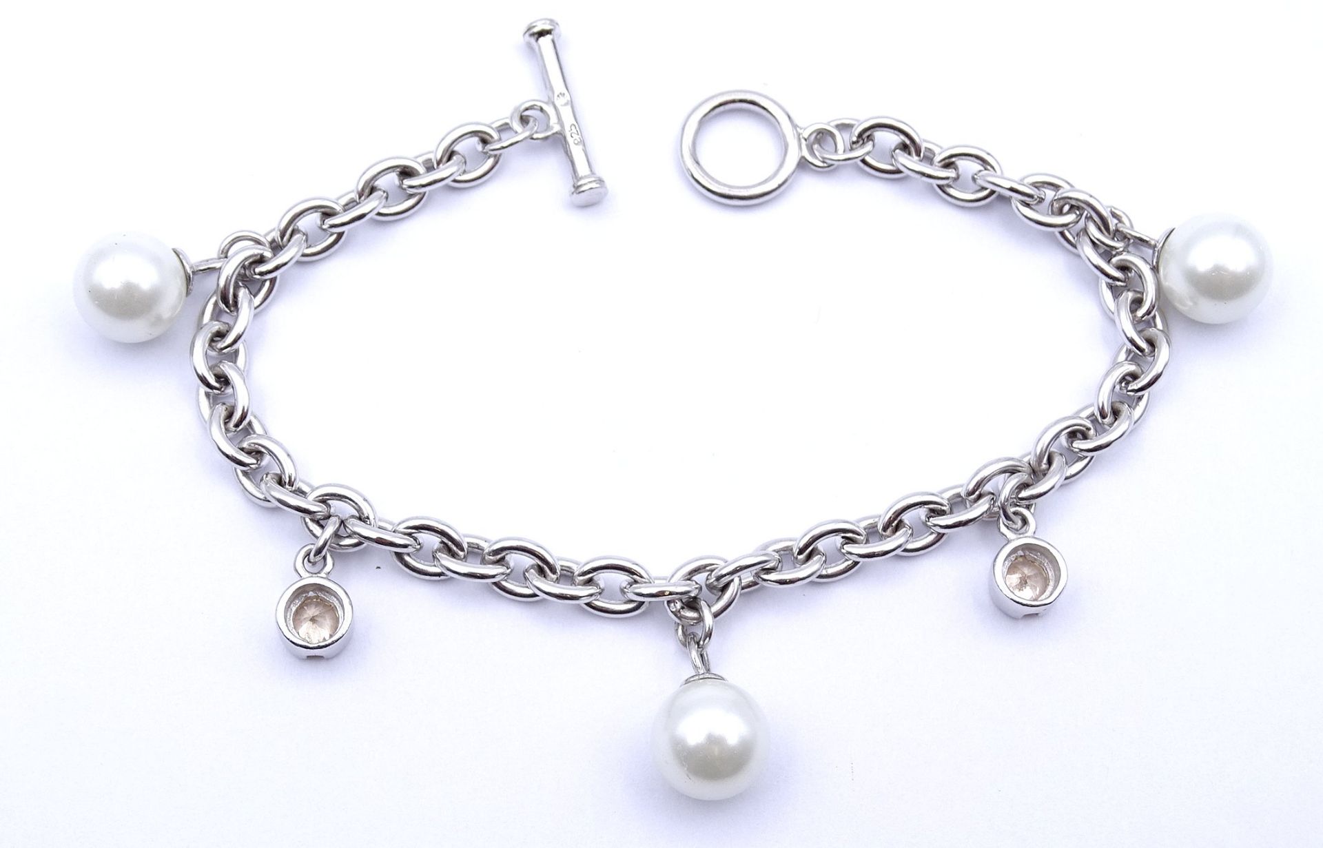 Armband mit Perlen, Sterlingsilber 925/000, L. 20cm, 21,1g. - Image 6 of 6