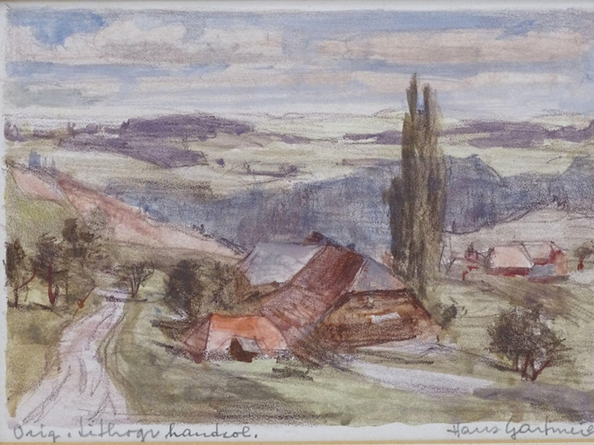 Hans GARTMEIER (1910-1986) , handcolorierte Lithografie, Landschaft, ger/Glas, RG 26x30 cm - Image 5 of 6