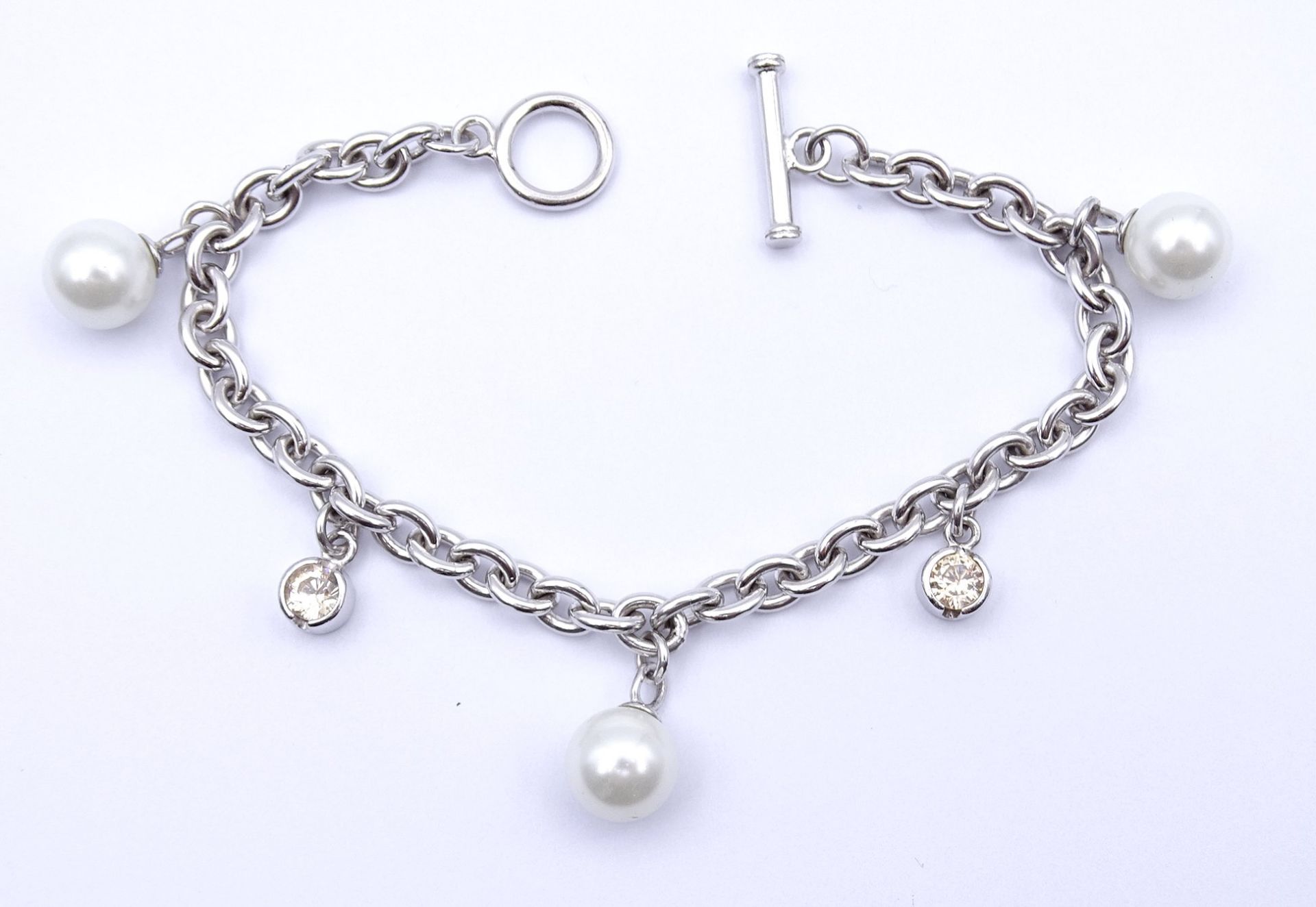 Armband mit Perlen, Sterlingsilber 925/000, L. 20cm, 21,1g. - Image 3 of 6