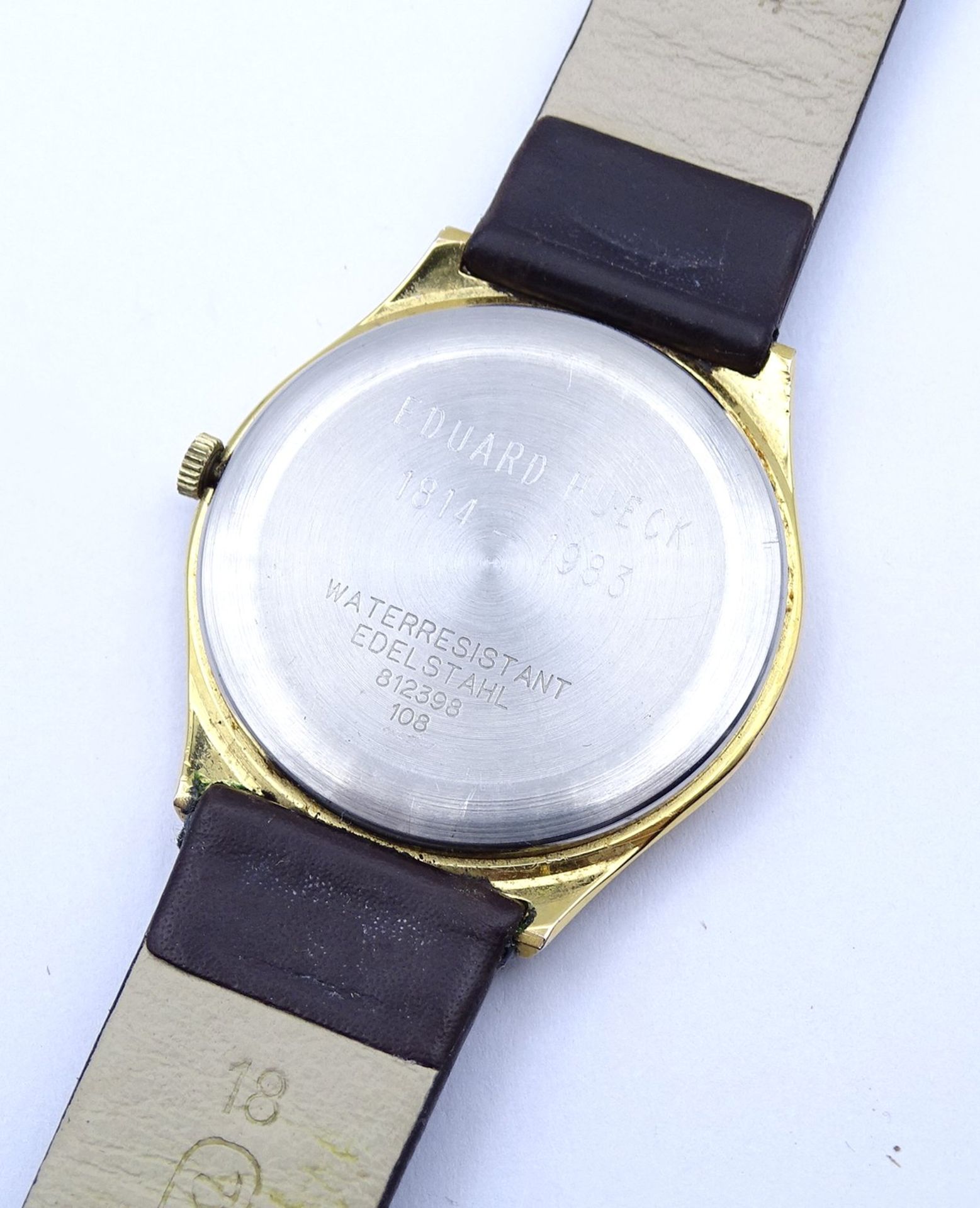 Herren Armbanduhr "Dugena", Quartzwerk, Funktion nicht überprüft, Gehäuse 34x34mm, Rückseite mit Gr - Bild 2 aus 3