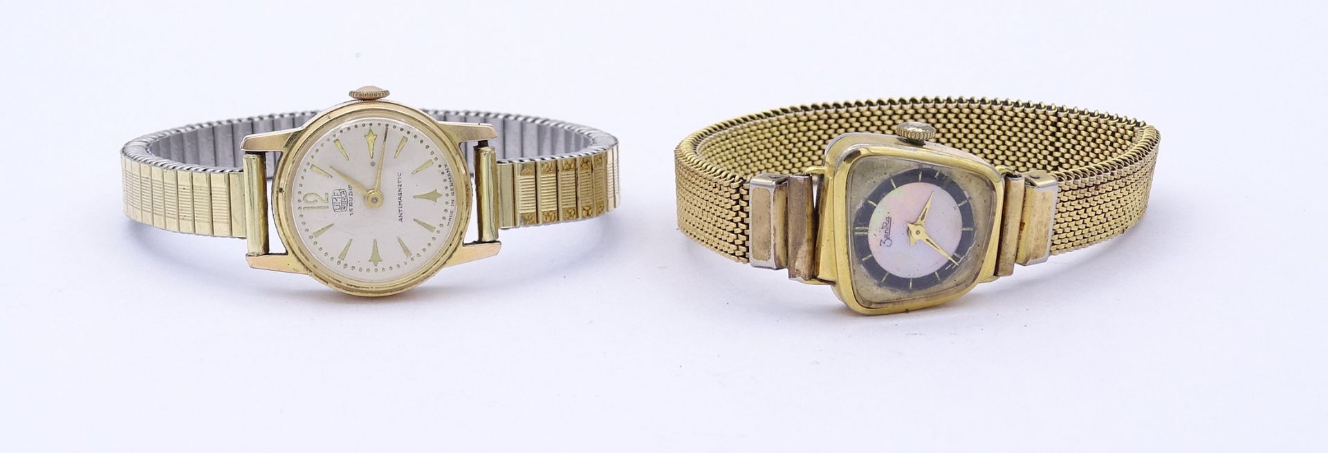 2 Damen Armbanduhren, Zentra und Ruhla, beide mechanisch, Werke laufen
