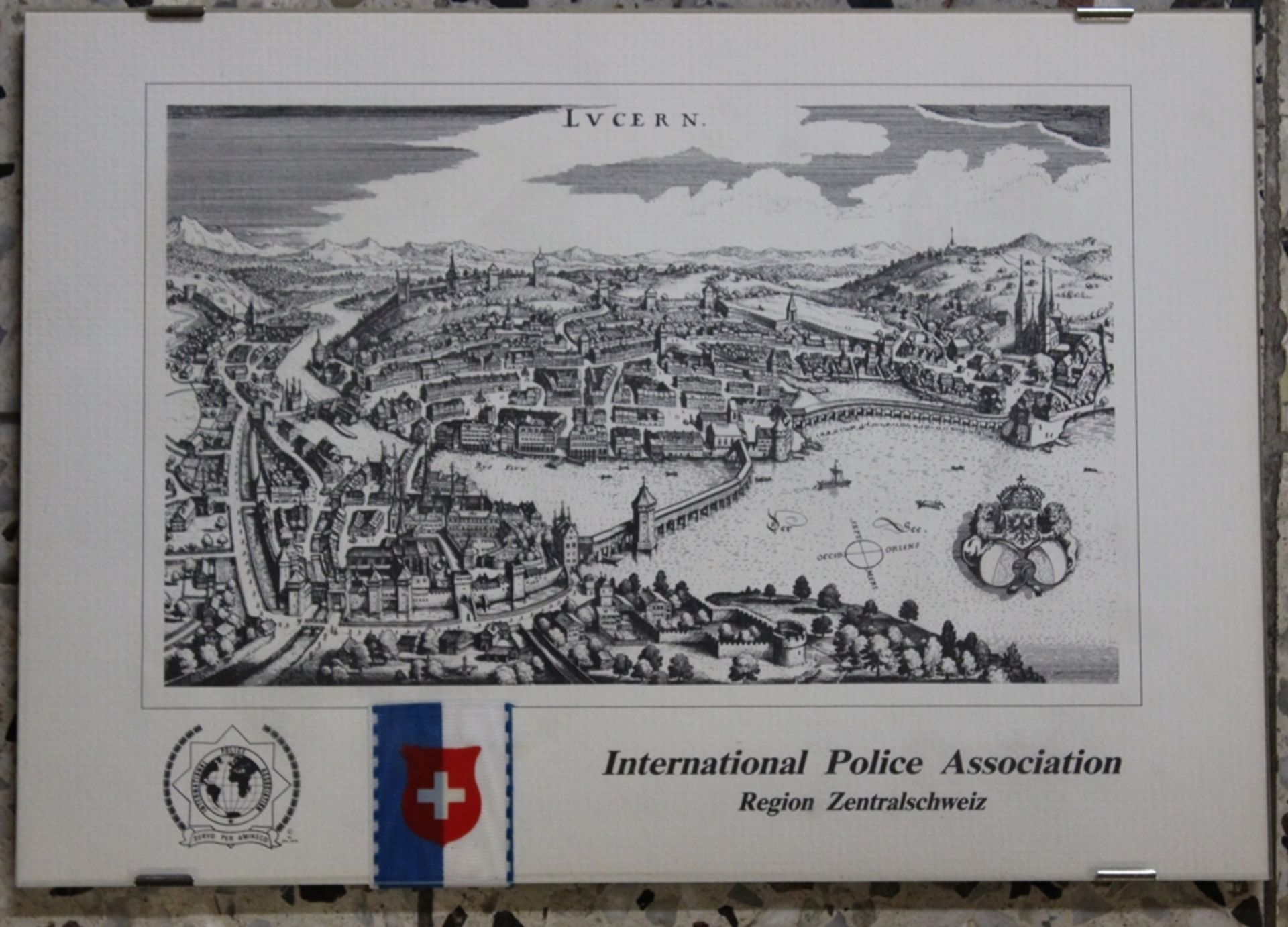 Grafik, Luzern, International Police Association Region Zentral Schweiz, ger./Glas, RG 21 x 29,9cm. - Image 2 of 4