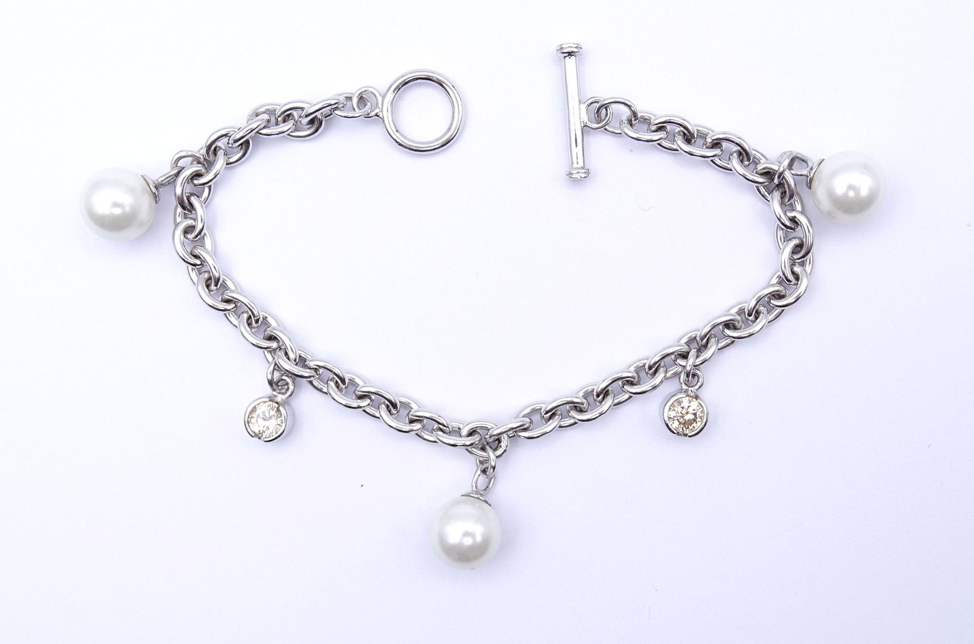 Armband mit Perlen, Sterlingsilber 925/000, L. 20cm, 21,1g. - Image 2 of 6
