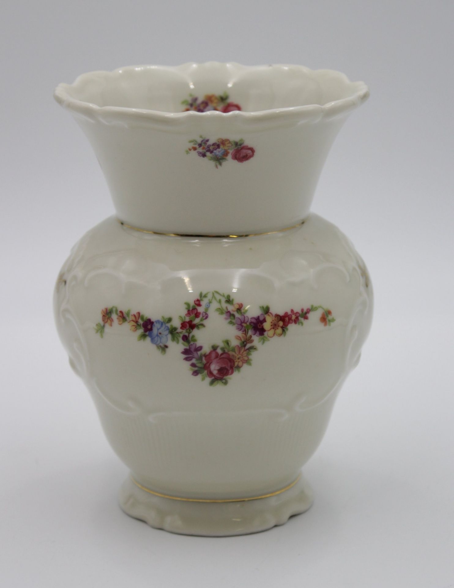 Vase, Schirnding, Gold-u. Blumendekor, H-16,5cm.