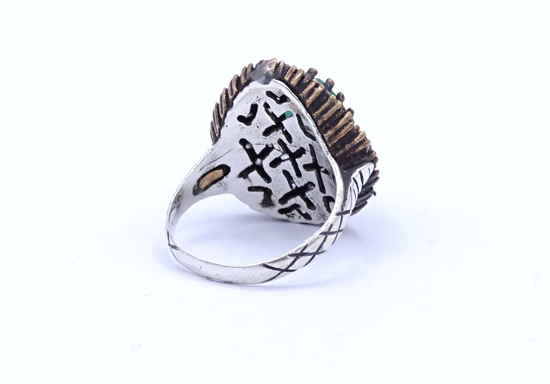 Ring mit Farbstein, Silber 925/000 und Metall, RG 56 - Image 4 of 4