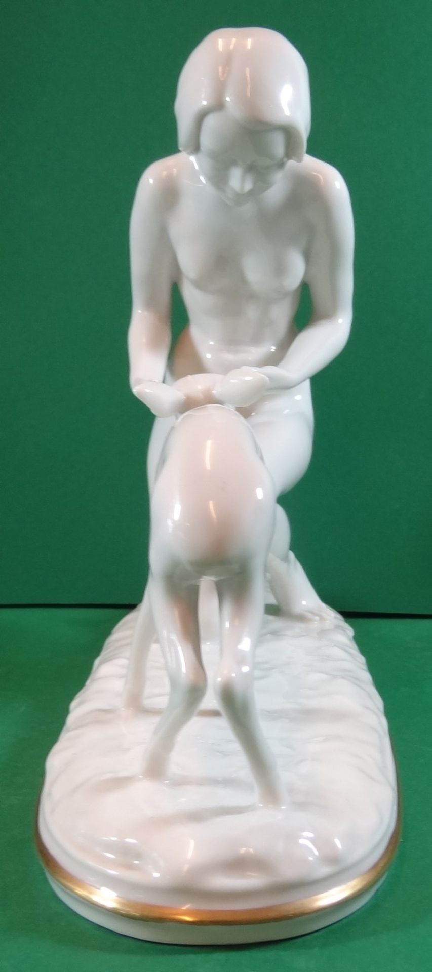 grosse Hutschenreuther Figur, Nackte mit Reh, H-24 cm, L-30 cm - Image 3 of 5