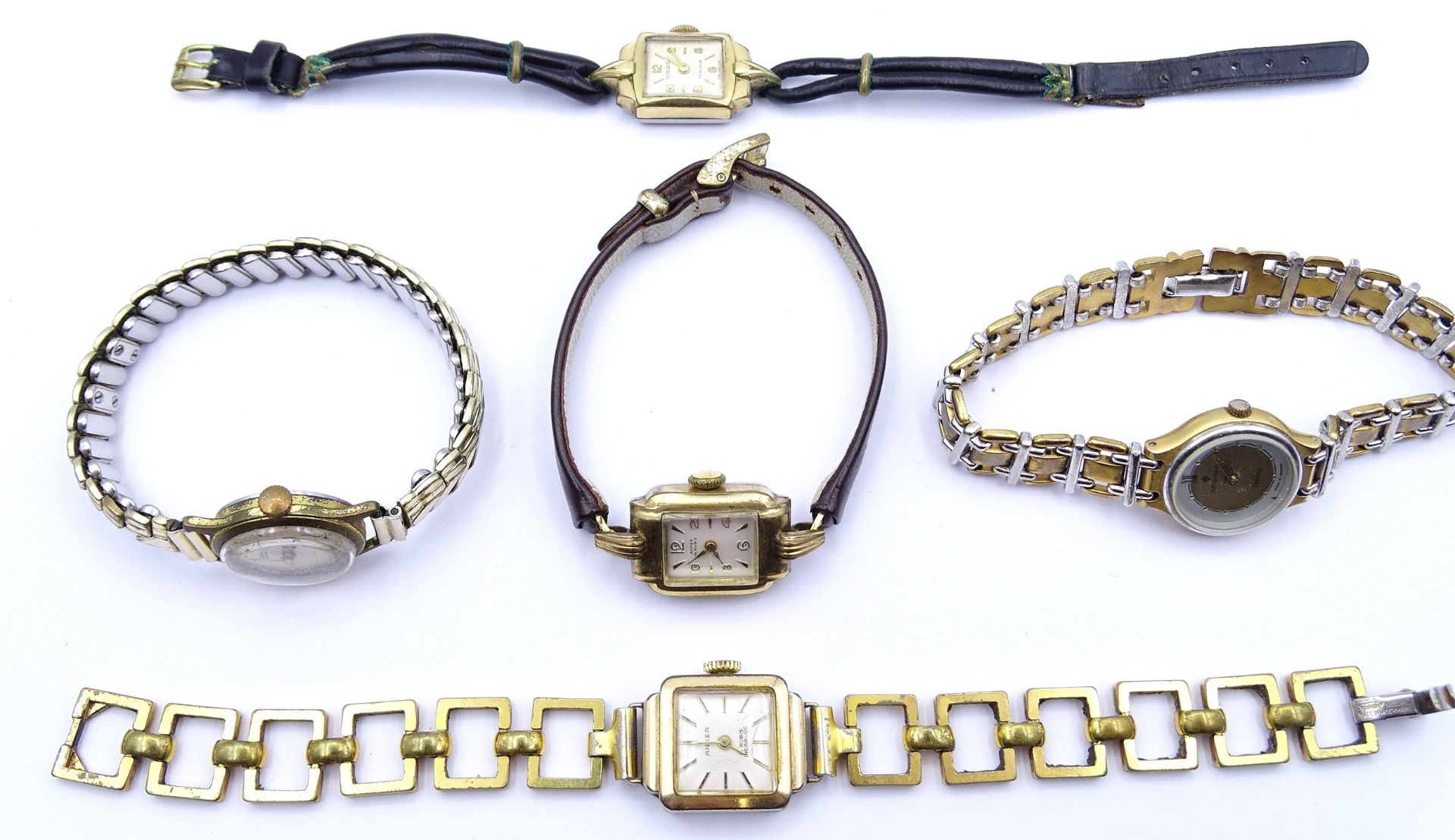 5x Damen Armbanduhren, mechanisch und Quartz, 2x Uhren laufen, Alters- und Gebrauchsspuren - Bild 4 aus 4