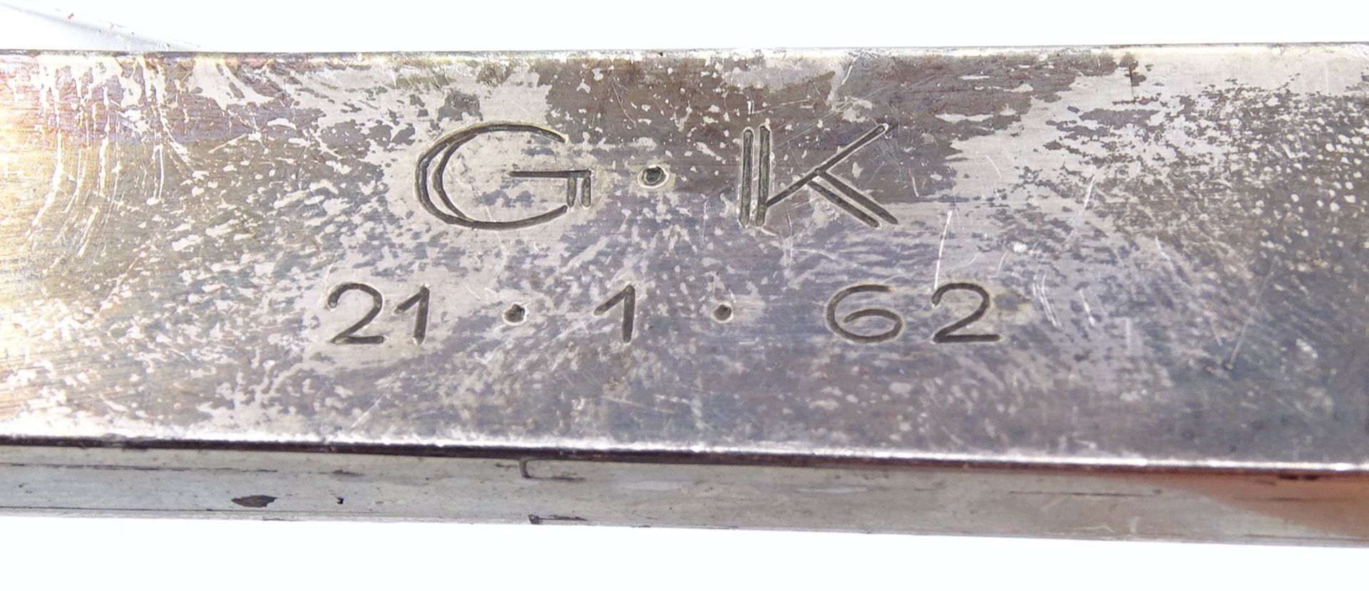 Zigarrenabschneider mit Silbermontur - Sterlingsilber, Gravur G.K. 21.1.62, L. 16cm - Image 3 of 3