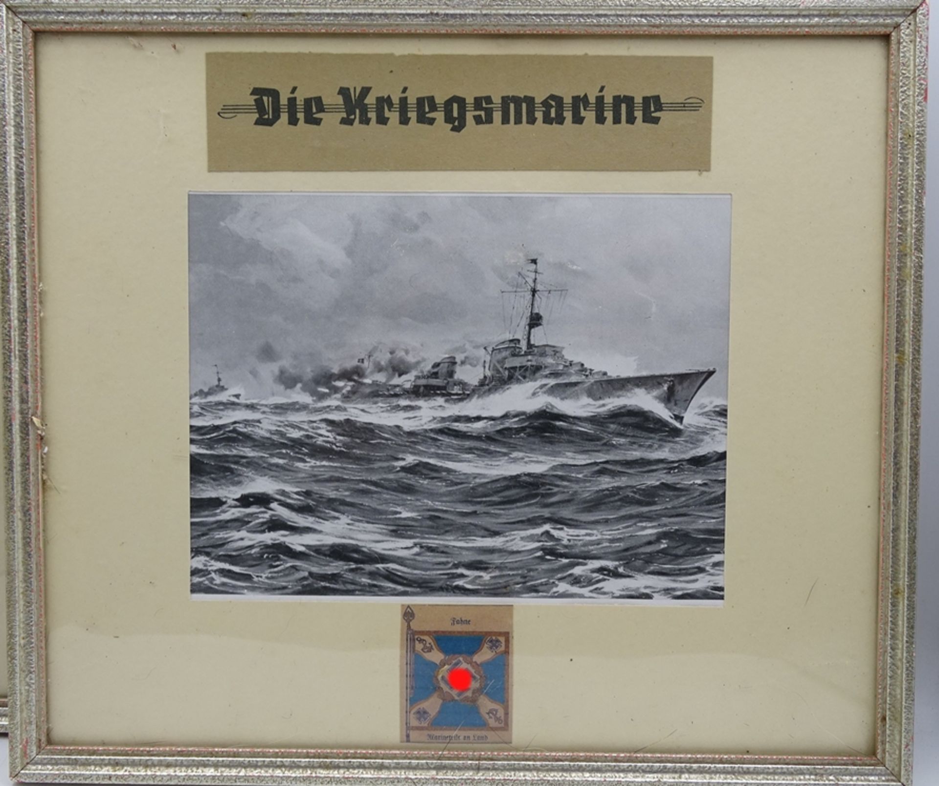 2 gerahmte Drucke "Unsere Kriegsmarine", RG 24x27,5 cm - Image 2 of 5