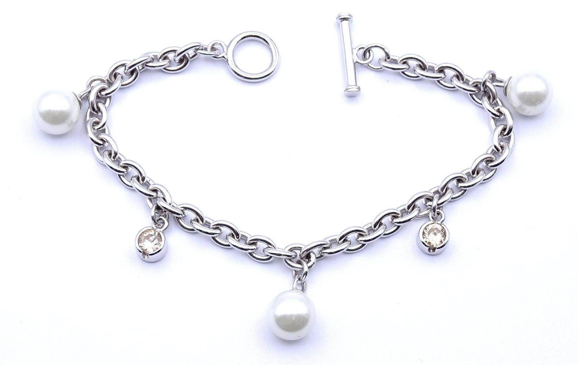 Armband mit Perlen, Sterlingsilber 925/000, L. 20cm, 21,1g.