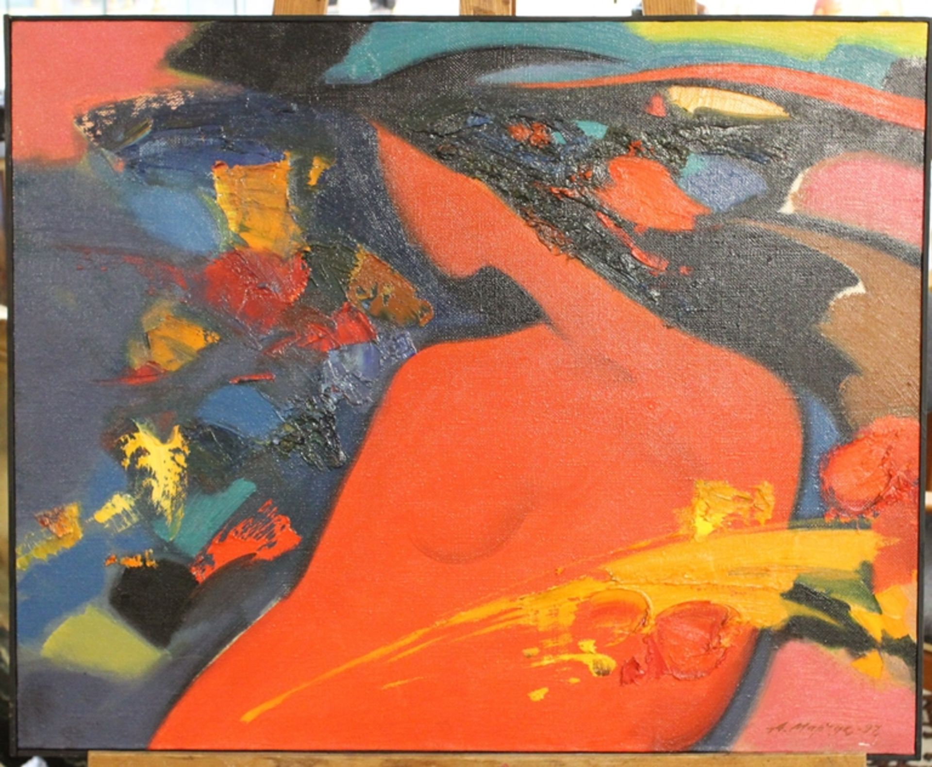 Anatoli Martschuk (1956), moderne Komposition, Öl/Leiwand, schlicht gerahmt, RG 62 x 72cm. - Image 3 of 4
