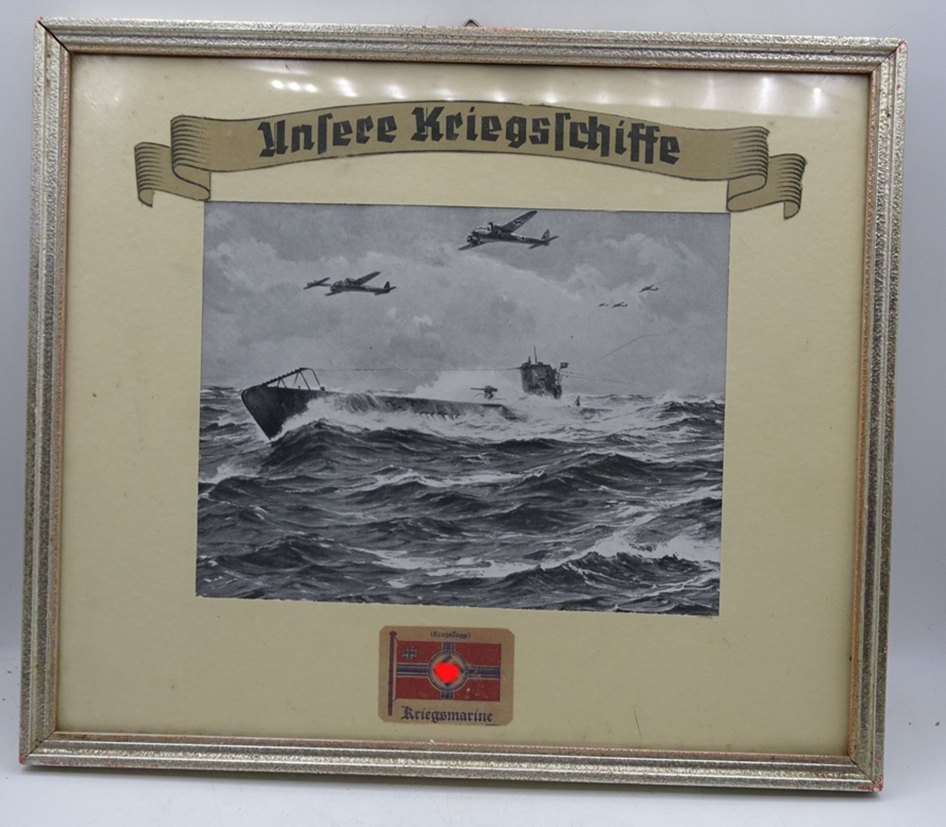 2 gerahmte Drucke "Unsere Kriegsmarine", RG 24x27,5 cm - Image 3 of 5