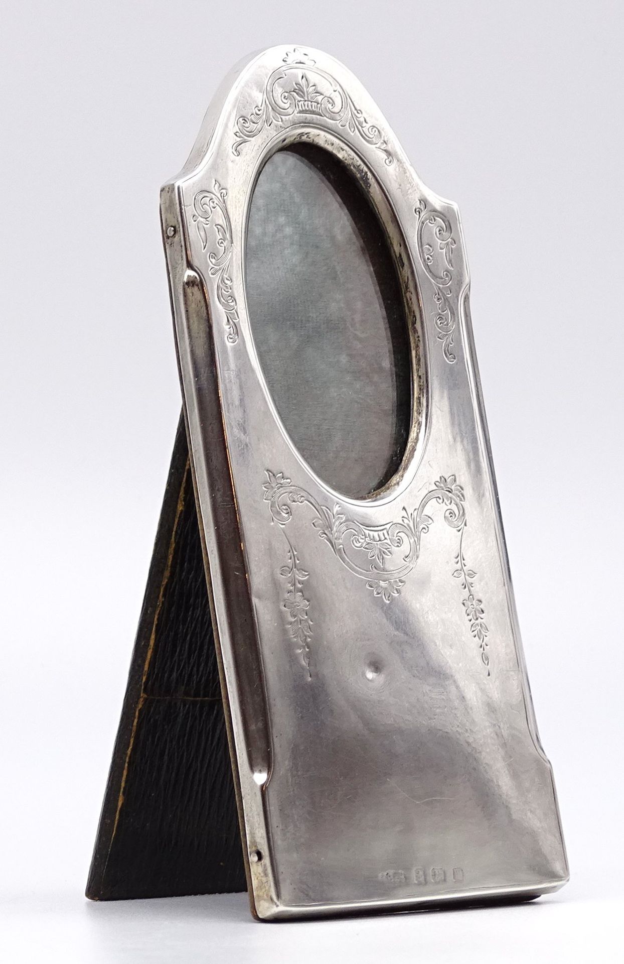 Tisch-Fotohalter, Sterling-Silber, Birmingham, 16x7 cm, Gebrauchsspuren