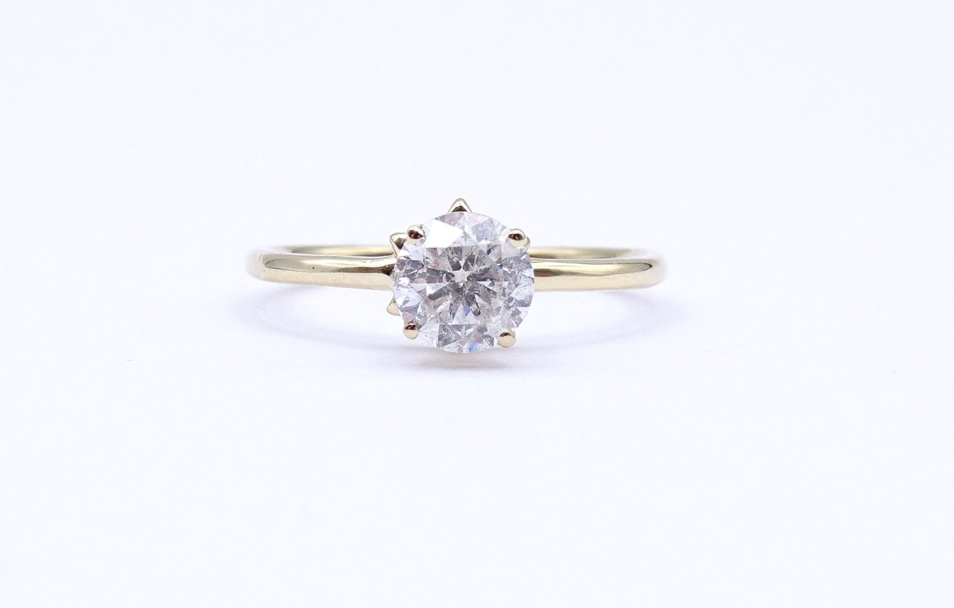 Goldring 14K mit 0,96ct. Diamant (behandelt), 1,85g., RG 54