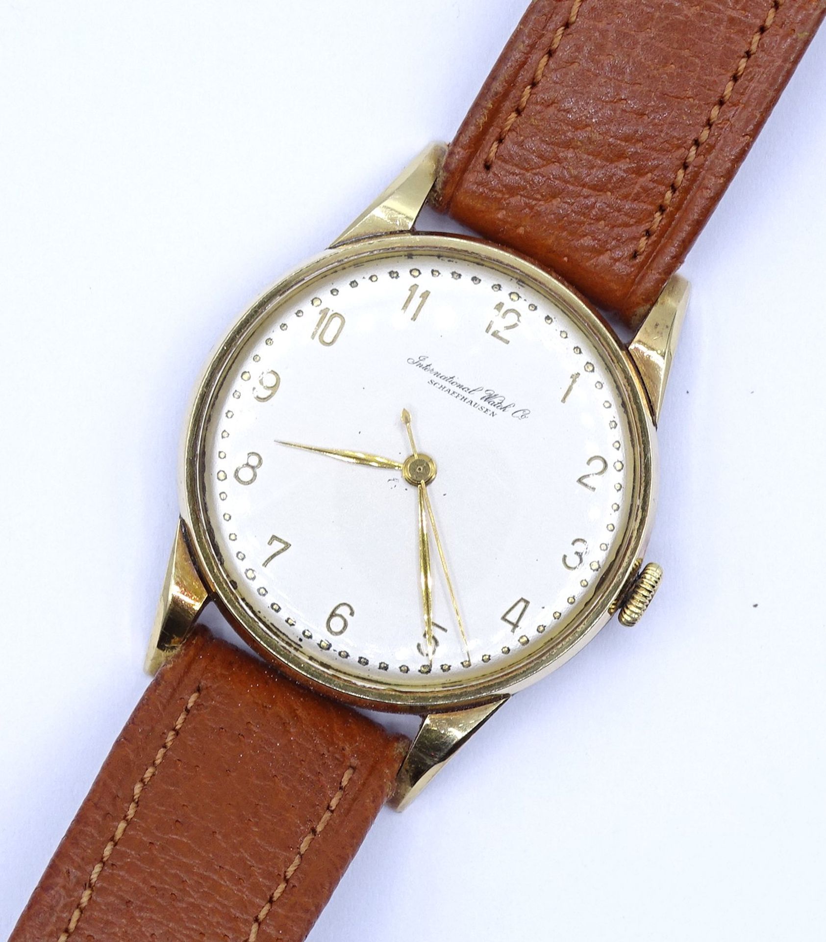 Herren Armbanduhr "IWC" International Watch Co, Schaffhausen, Cal. 89, Gold 750/000, mechanisch, We