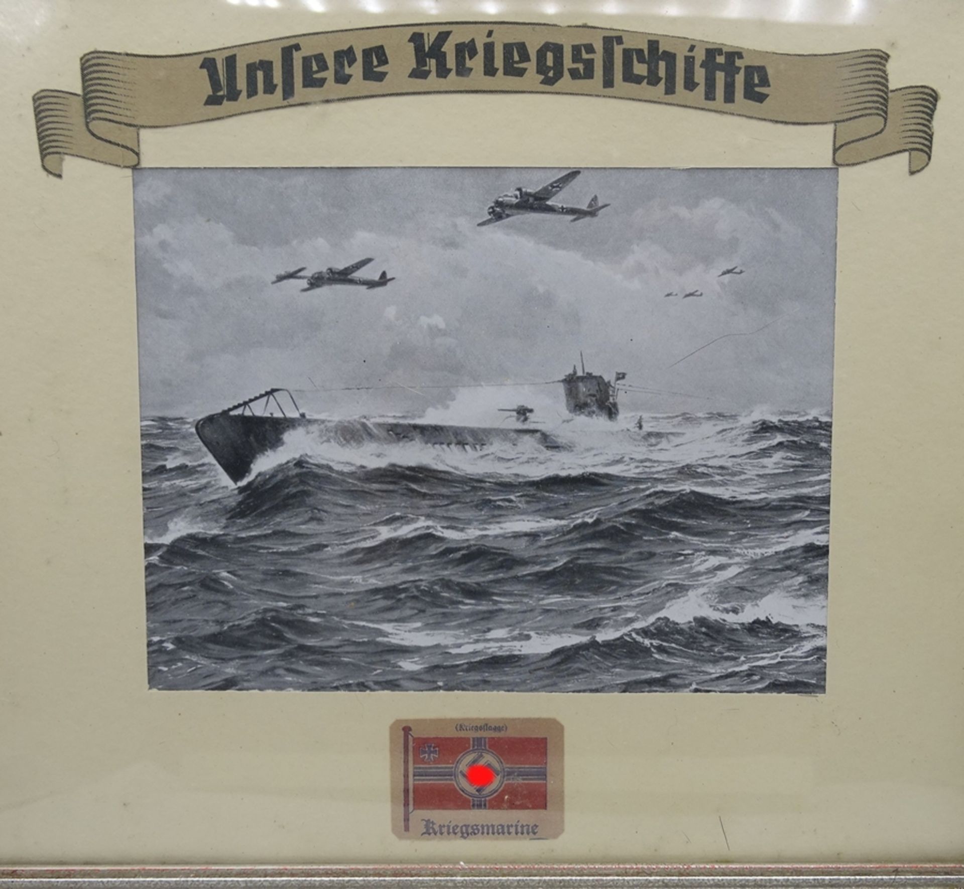 2 gerahmte Drucke "Unsere Kriegsmarine", RG 24x27,5 cm - Image 4 of 5