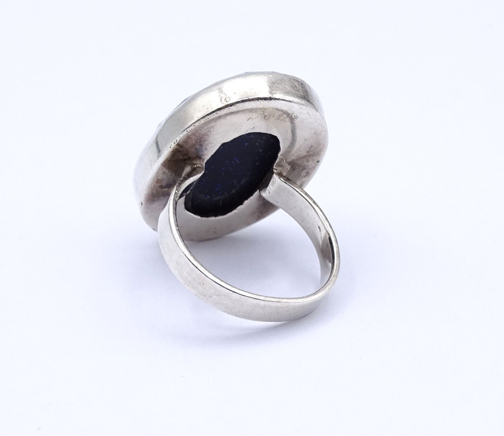 Damen Ring, Silber 925/000 mit einem facc. Blaufluss Cabochon, 13,8g., RG 64 - Image 4 of 4