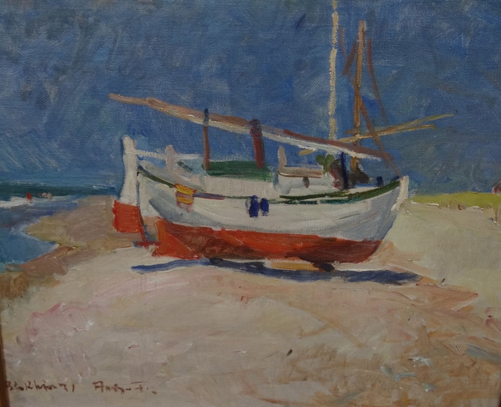 Aage BERNHARD-FREDERIKSEN (1883-1963 "Fischerboot", Öl/Leinen, gerahmt, RG 58x66 cm - Image 2 of 5