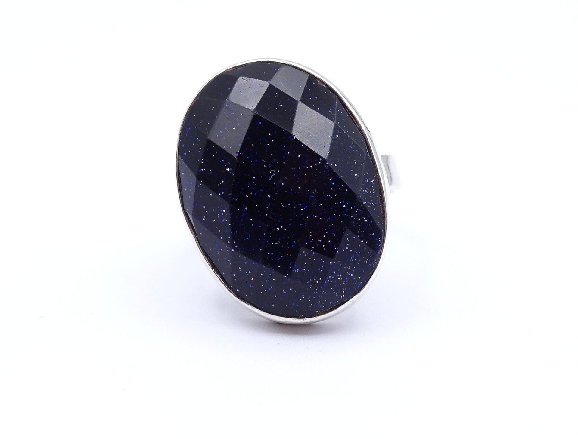 Damen Ring, Silber 925/000 mit einem facc. Blaufluss Cabochon, 13,8g., RG 64 - Image 2 of 4