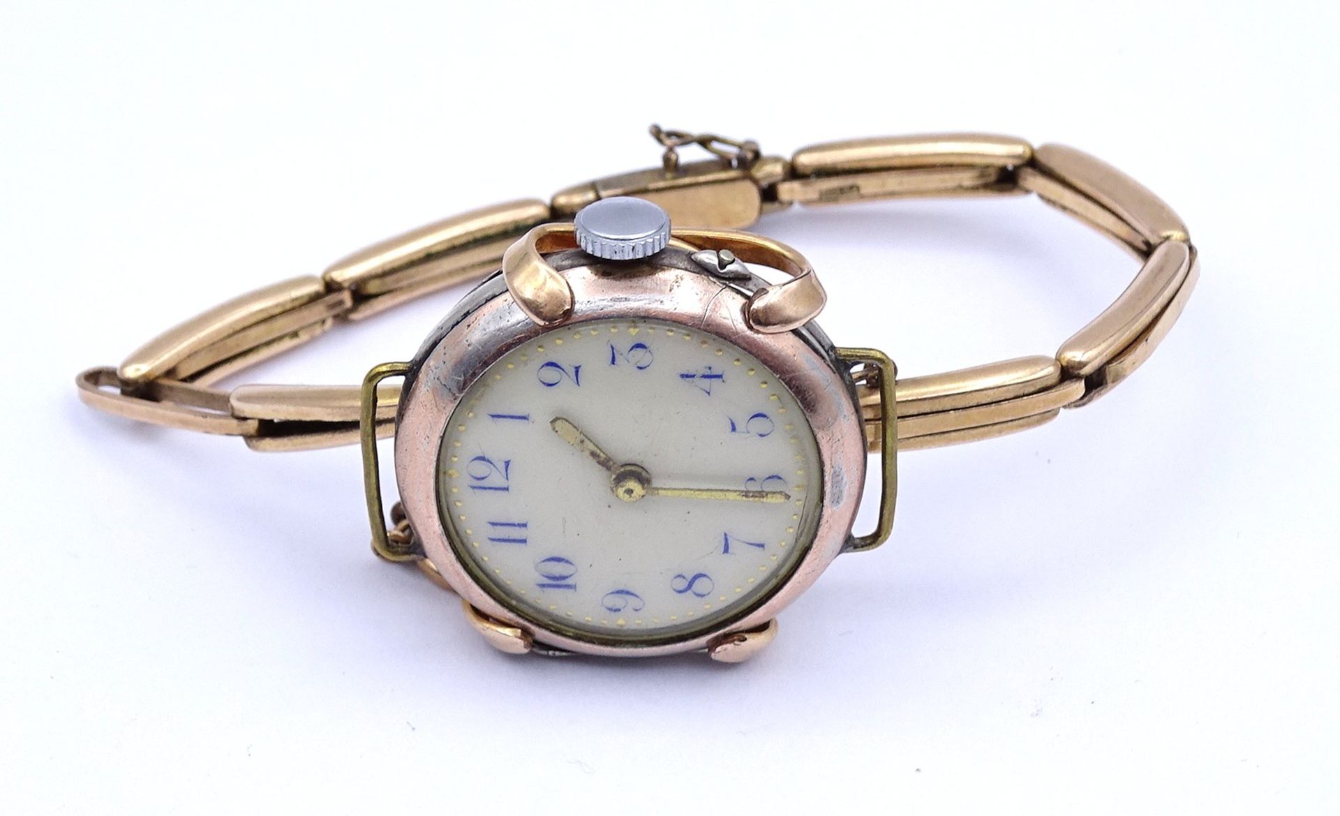 Damen Taschenuhr als Armbanduhr, mechanisch, Werk läuft, D. 30mm, Deckel fehlt - Bild 2 aus 5