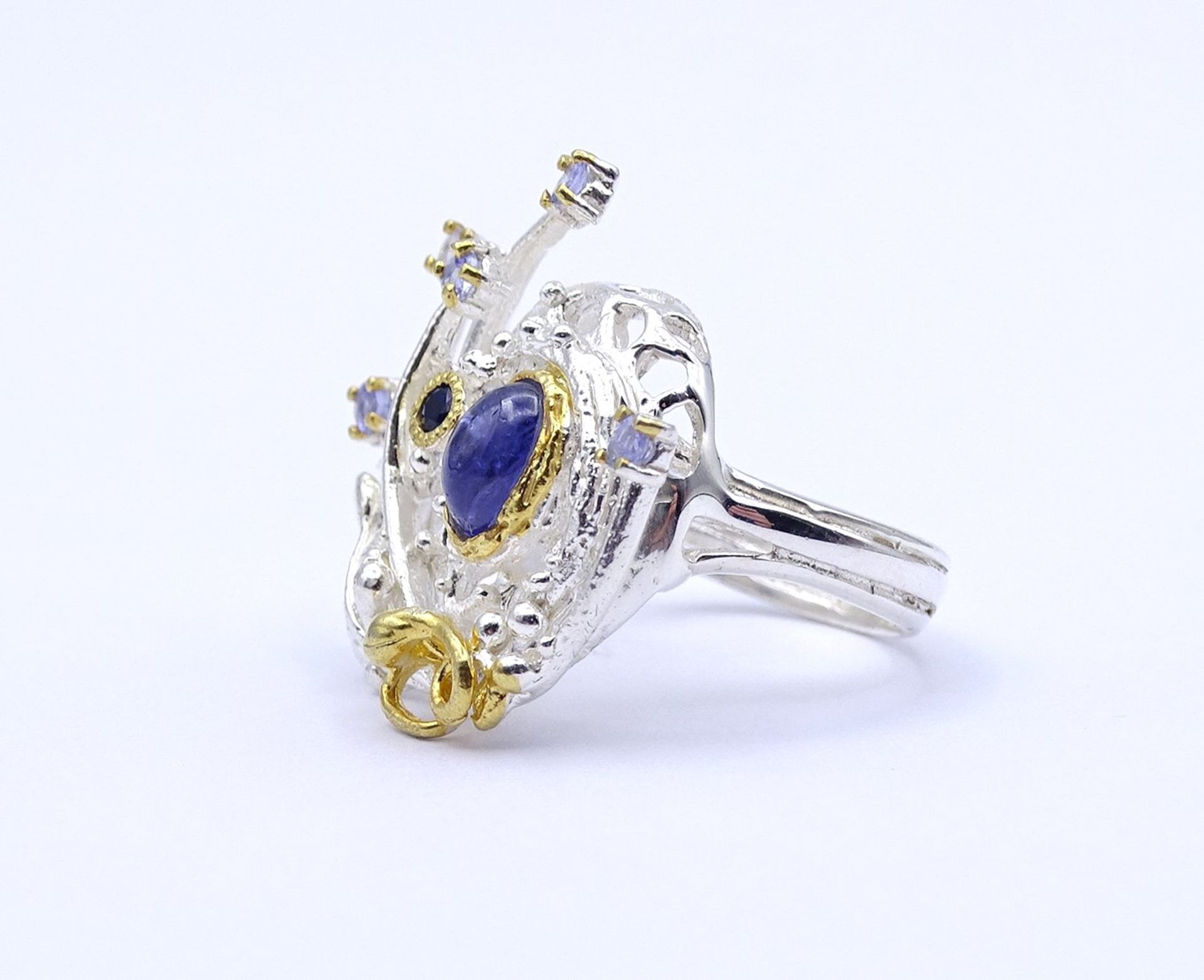 Silberring mit Amethyst, tw. vergoldet, 8,3g., RG 53 - Image 3 of 4