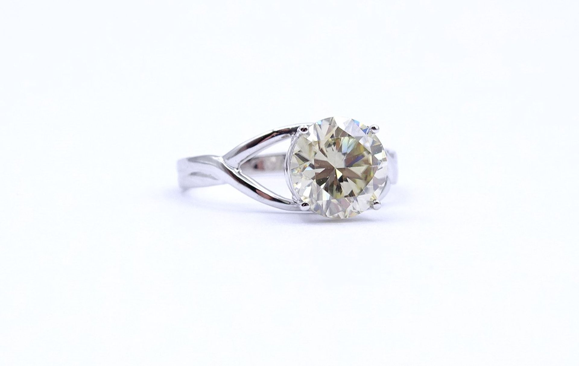 Weißgoldring mit Moissanite 1,90ct., 1,6g., RG 51