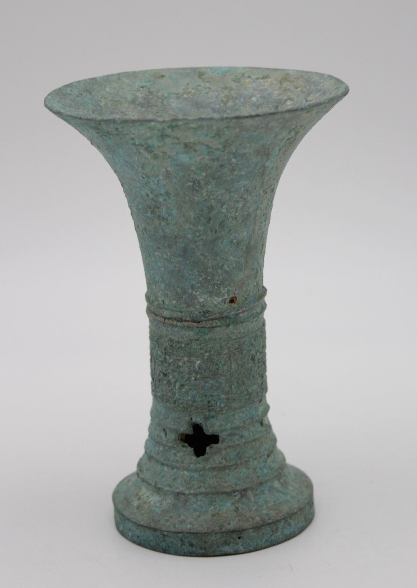 antike Vase, Bronze, Bodenfund, wohl China, Alter & Herkunft ?, H-14,8cm