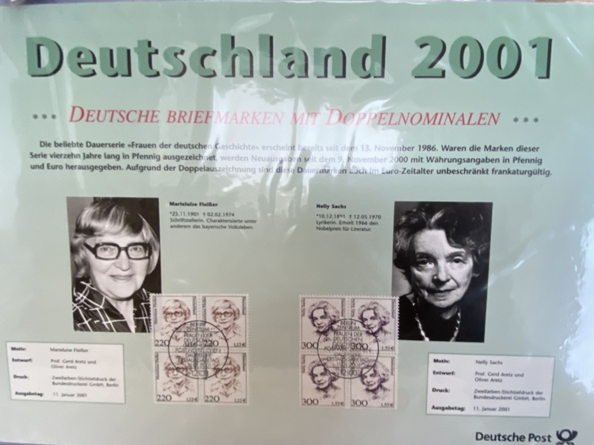 Deutschland 2001, Mappe mit Münzsatz und Briefmarken - Image 3 of 5