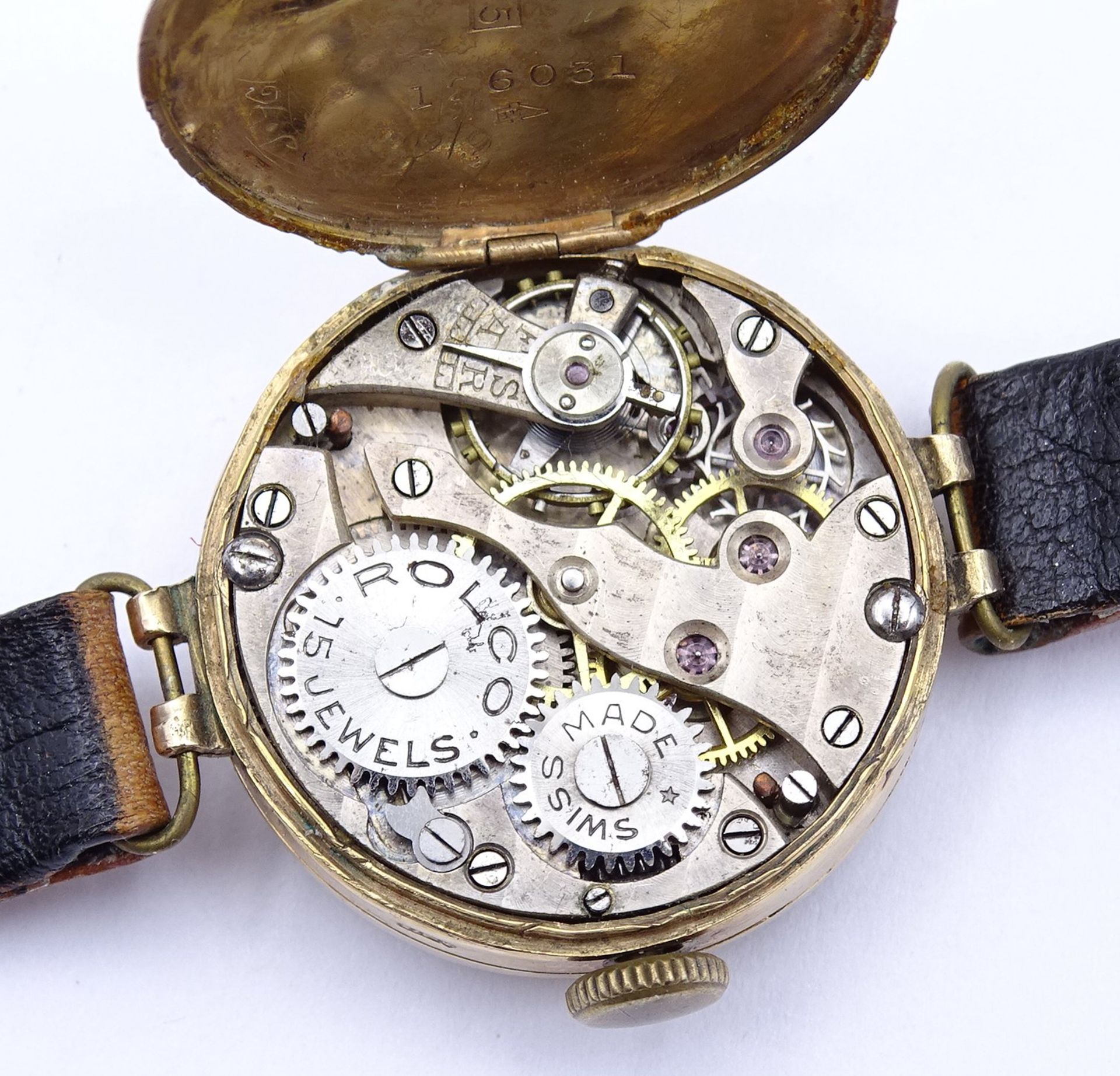 Armbanduhr "Rolex" Mod. Rolco, GG Gehäuse 375/000, mechanisch, Werk läuft für einige Minuten, D. 25 - Bild 8 aus 14