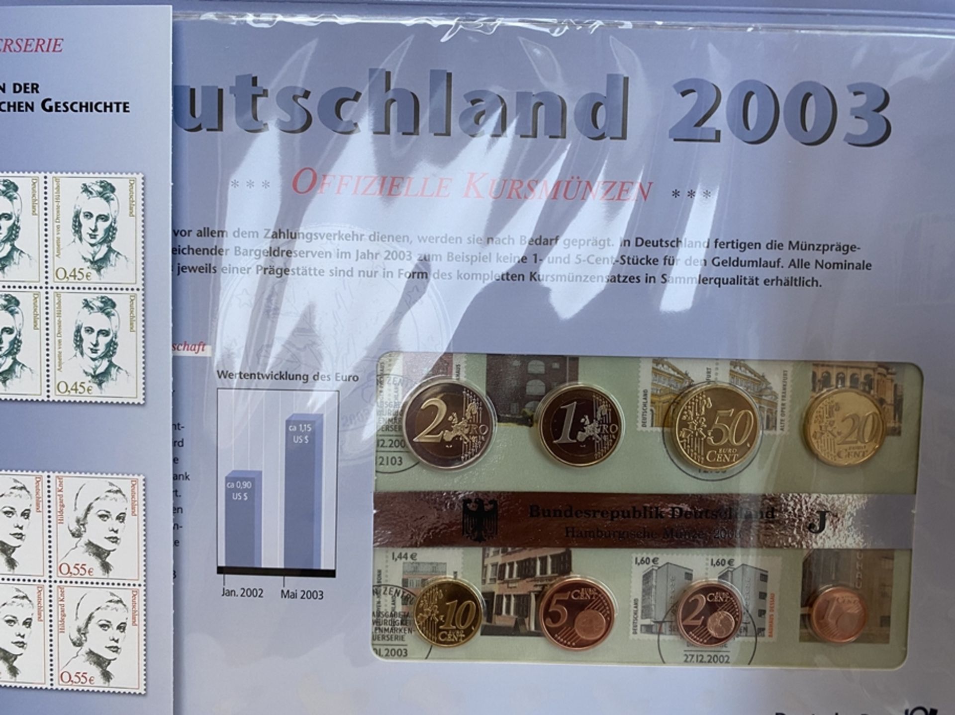 Deutschland 2003, Mappe mit Münzsatz und Briefmarken - Image 2 of 3