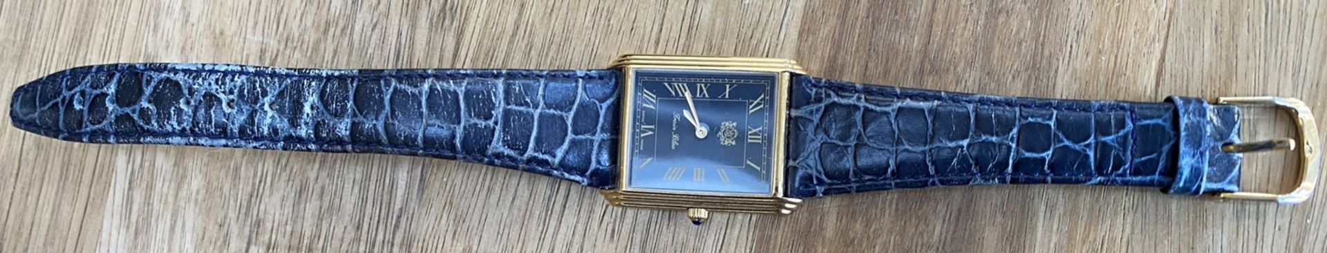 Armbanduhr   "Blue Train" Nostalgie Istanbul Orient Express,Uhr 3x2,5 cm orig. Kasten, Saphirkrone, - Bild 3 aus 6