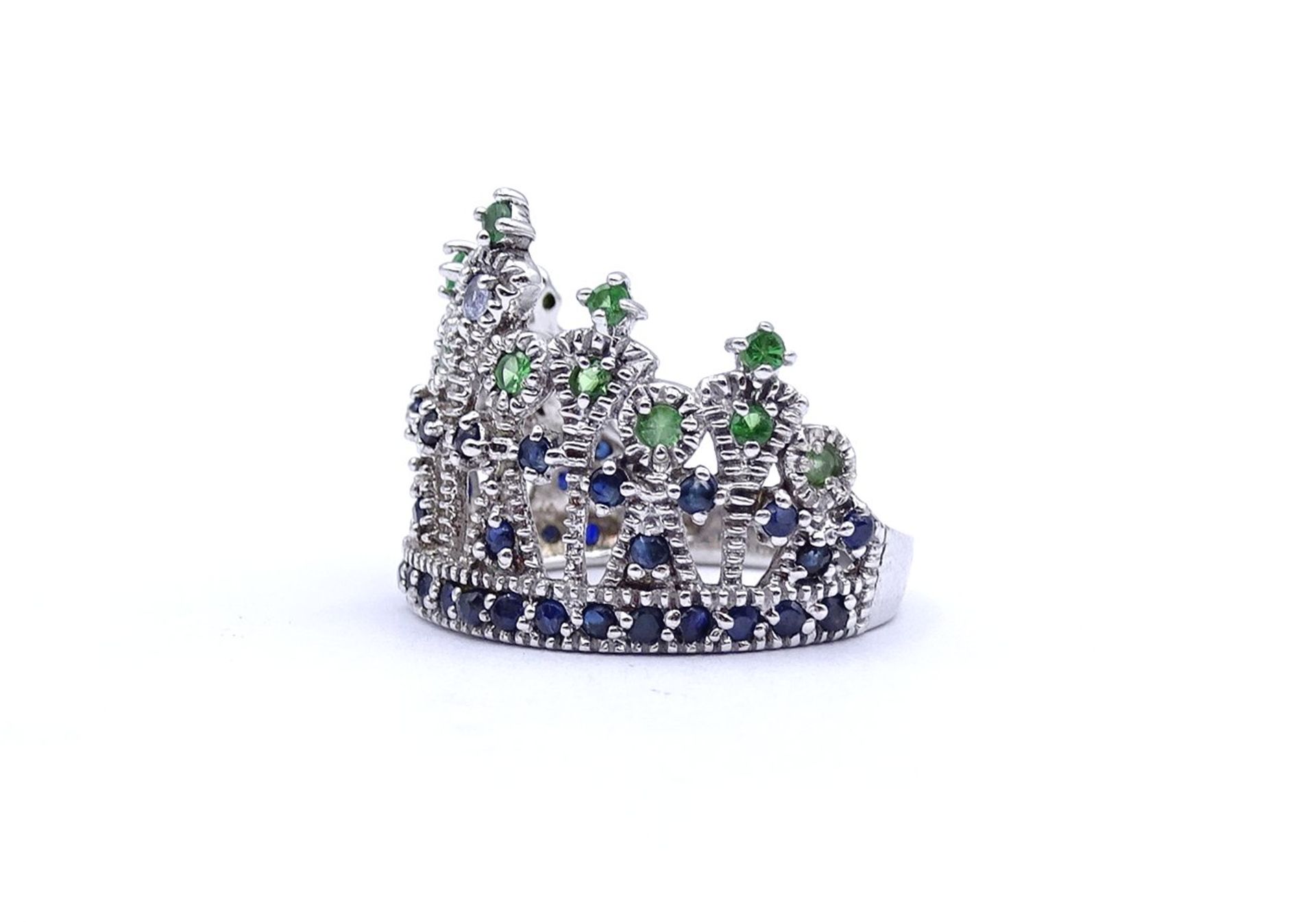 Silberring in Form einer Krone, mit Farbsteinen, 4,8g., RG 58 - Image 3 of 4