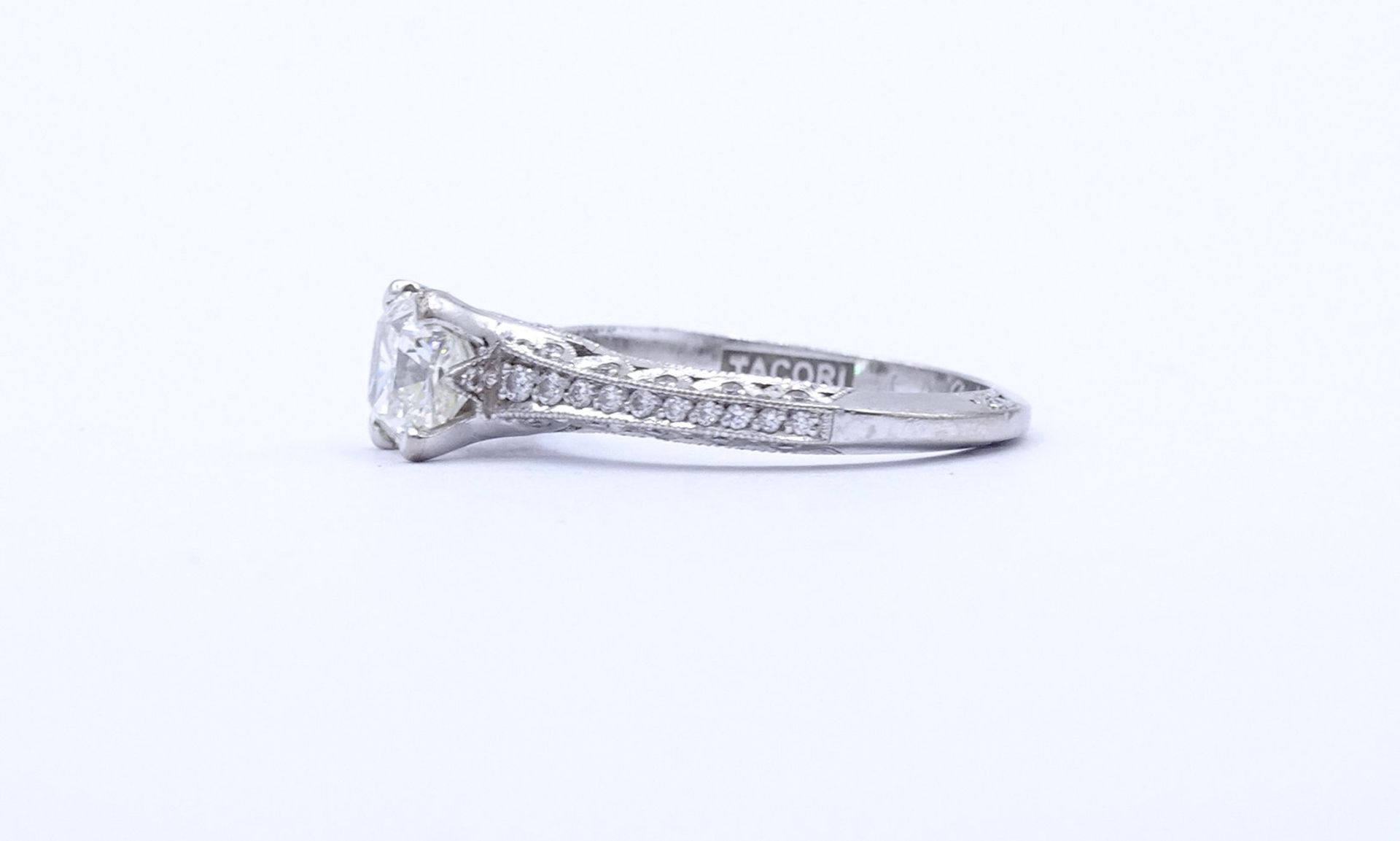 Princess Cut Ring - Verlobungsring , Princess 1,0ct., und 47 kl. Diamanten si, G-H, WG 18K "Tacori" - Bild 5 aus 20