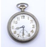 Herren Taschenuhr, Bauernuhr, mechanisch, Werk läuft, Markenlos, D. 54mm, Metallgehäuse, Zifferblat