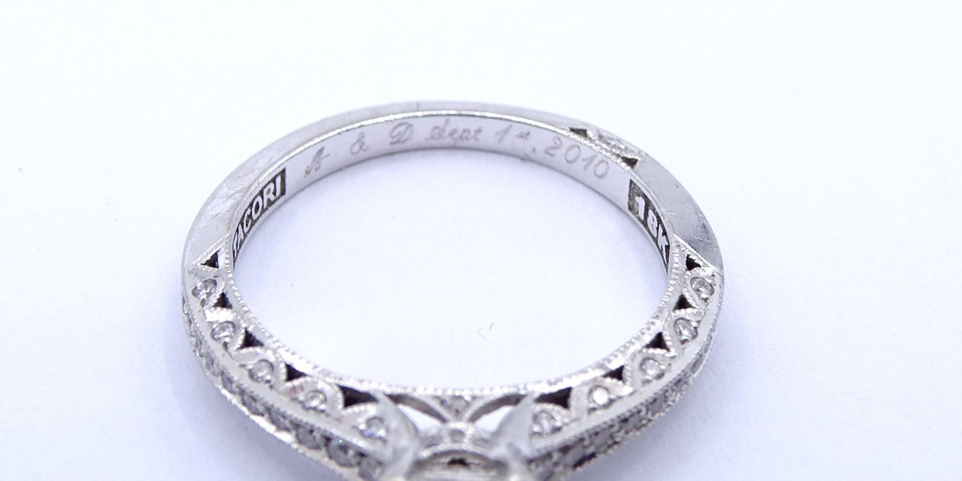 Princess Cut Ring - Verlobungsring , Princess 1,0ct., und 47 kl. Diamanten si, G-H, WG 18K "Tacori" - Bild 11 aus 20