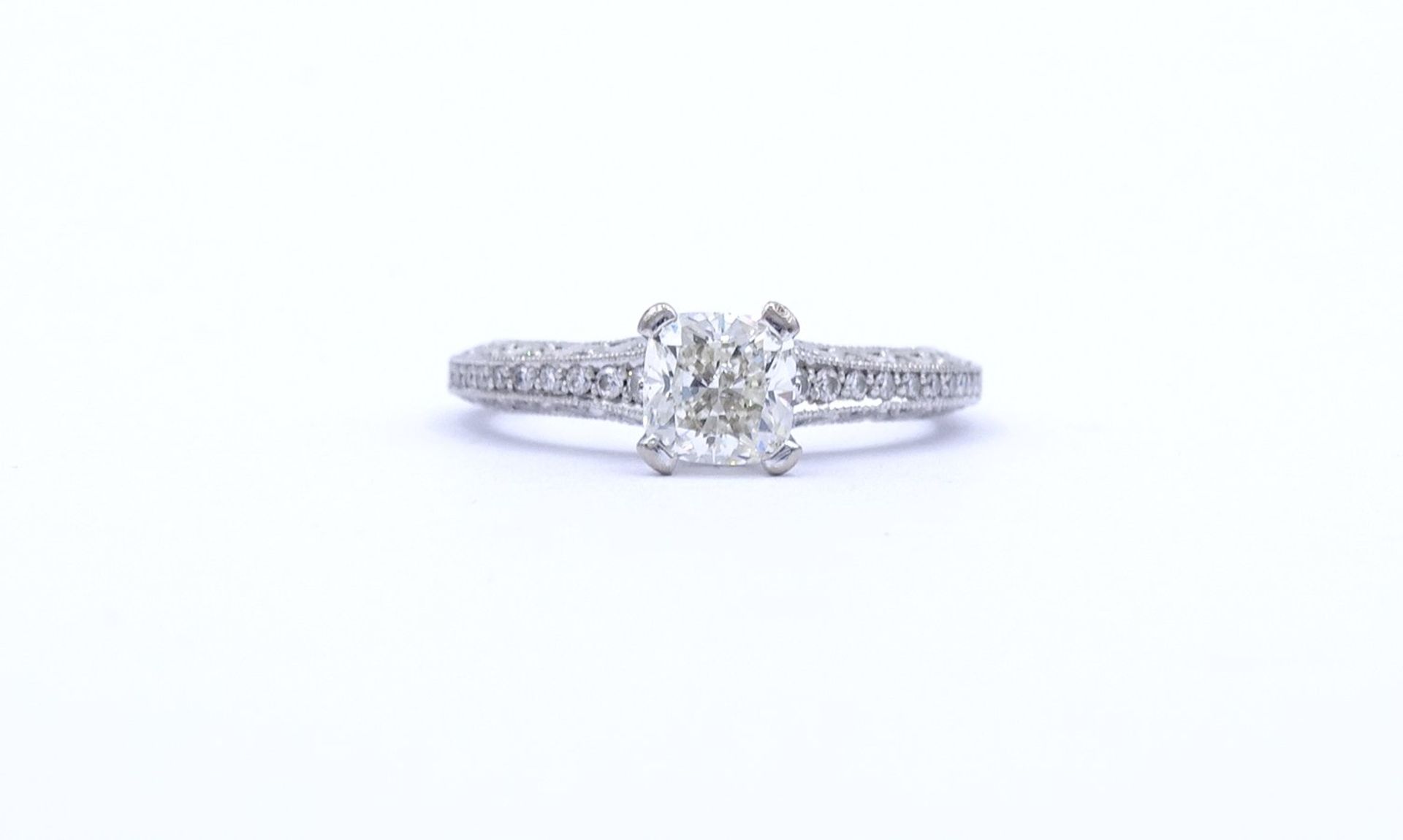 Princess Cut Ring - Verlobungsring , Princess 1,0ct., und 47 kl. Diamanten si, G-H, WG 18K "Tacori" - Bild 2 aus 20