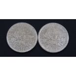 2x 5 Francs 1961 / 1962, zus. 24g.